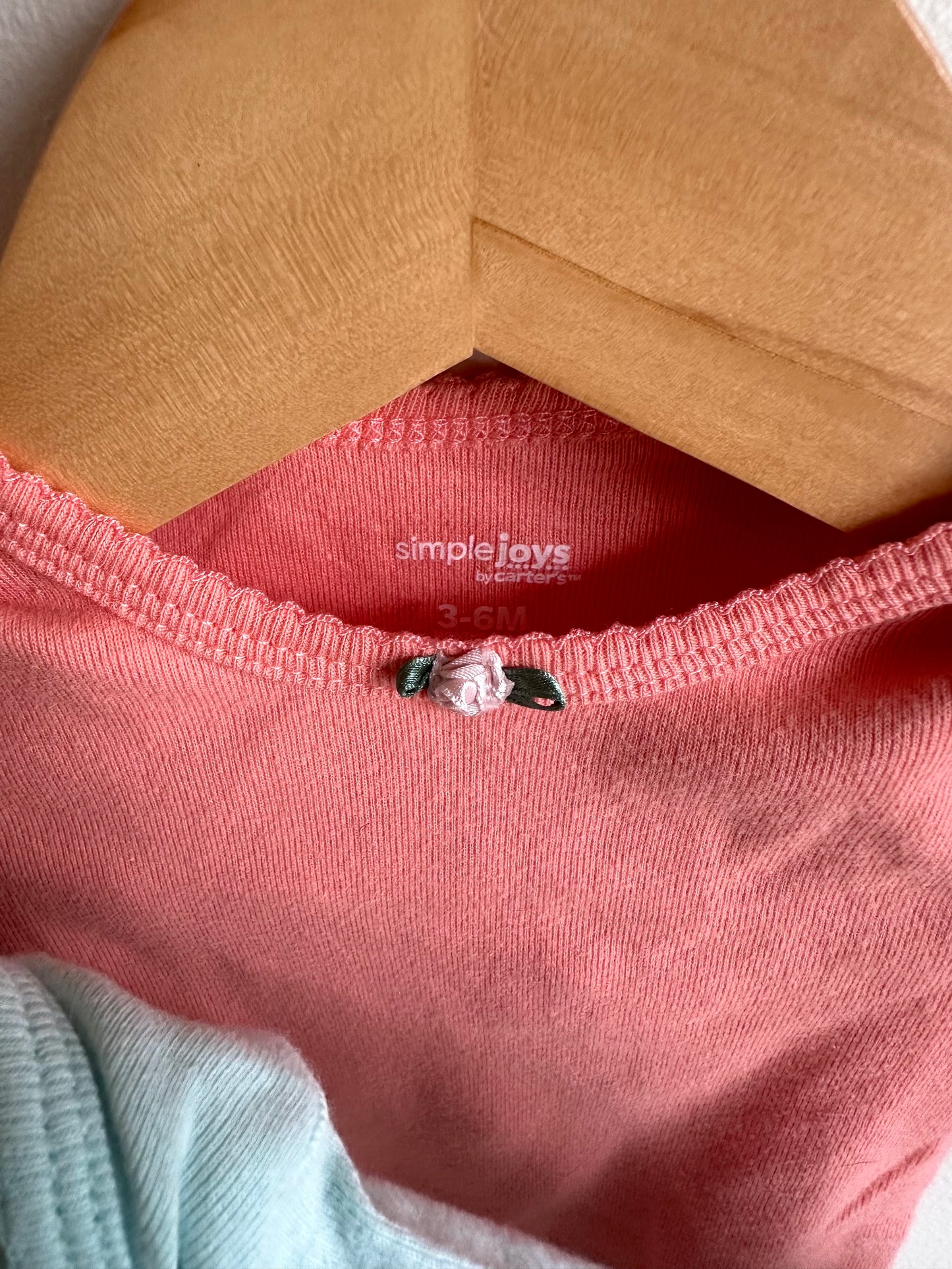 Rose Pink + Blue Bodysuits (2) / 3-6m