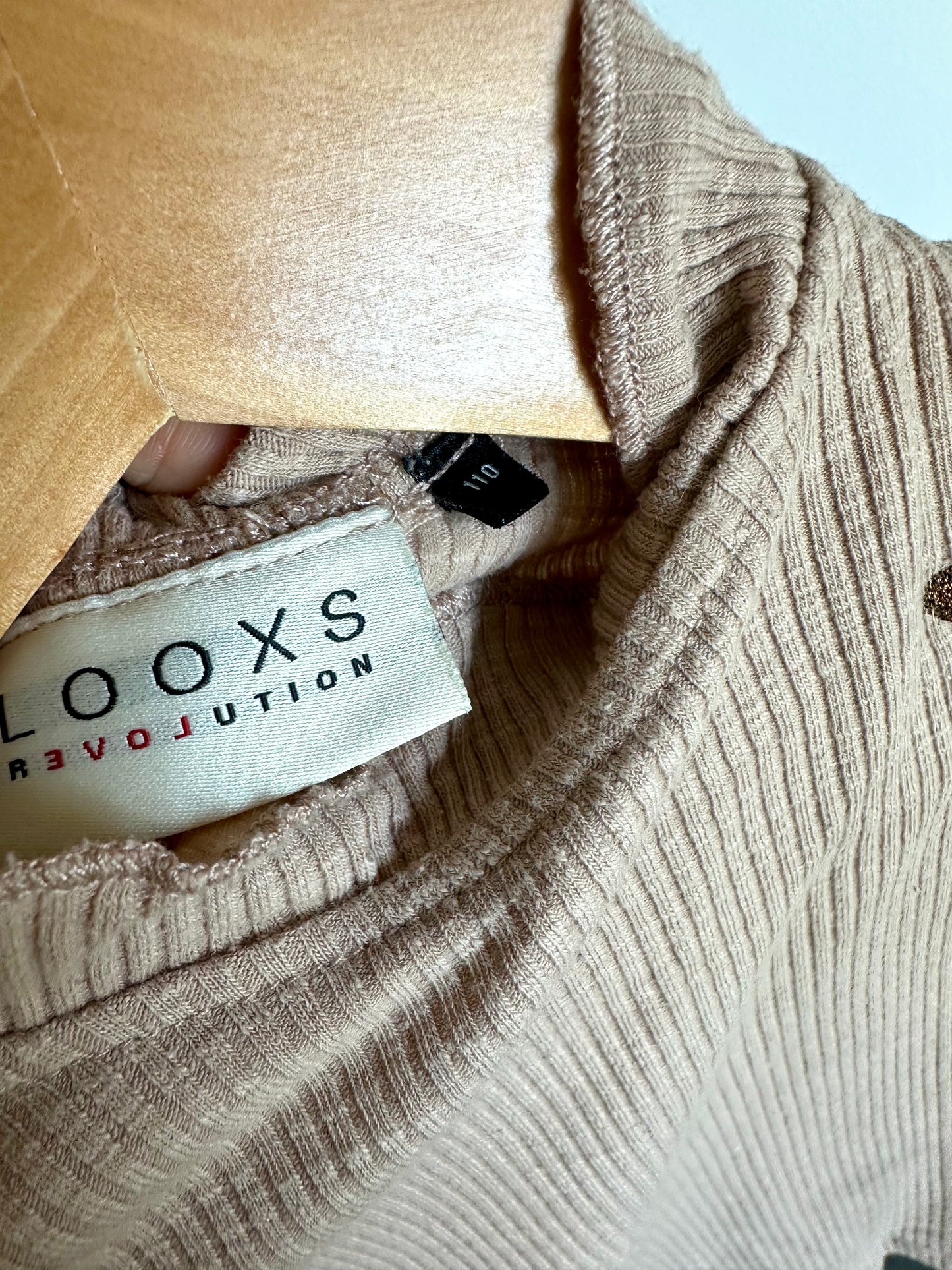 Tan Ruffle Neck Long Sleeve Top / 4T