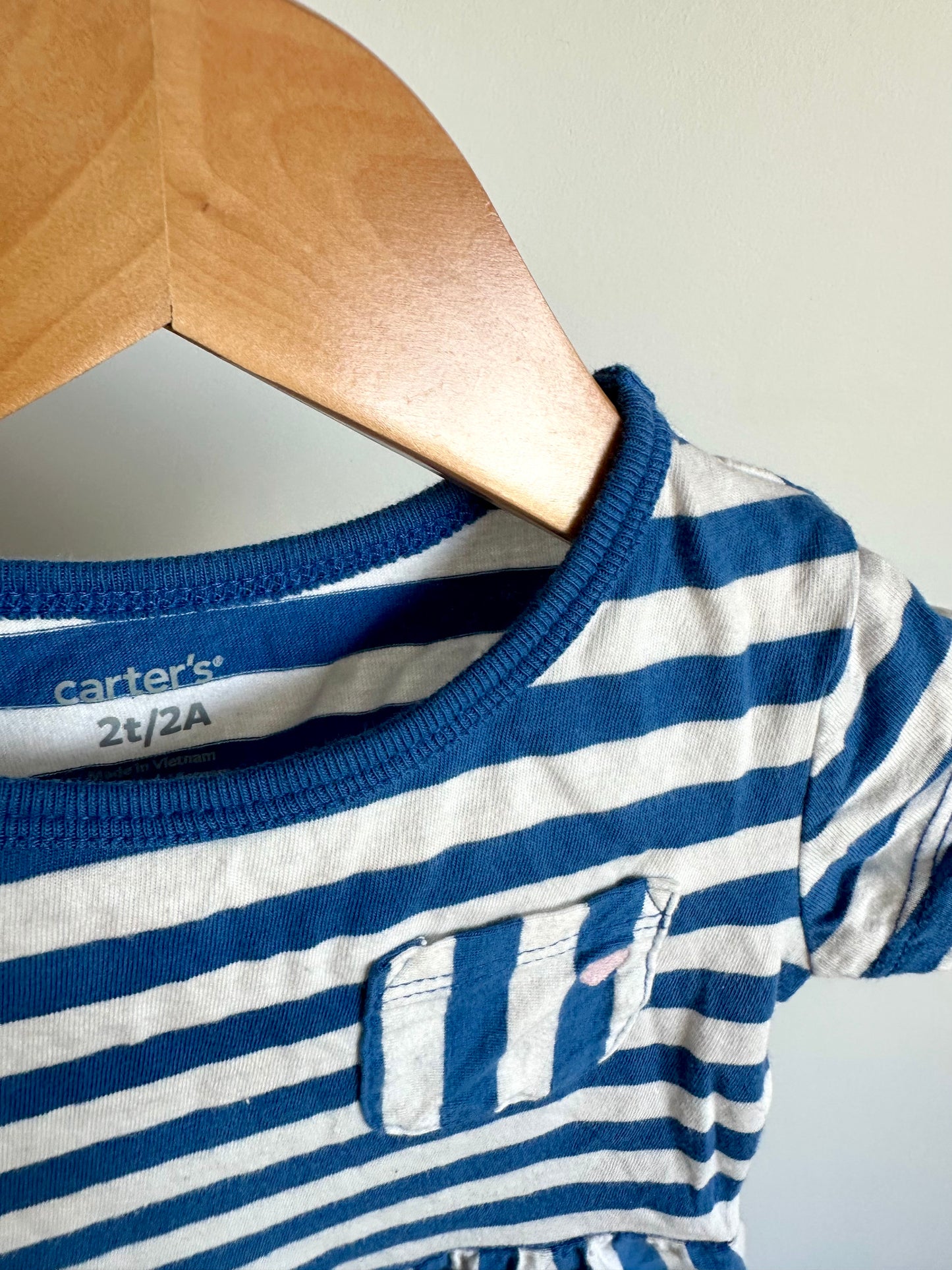 Navy Striped Peplum Top / 2T
