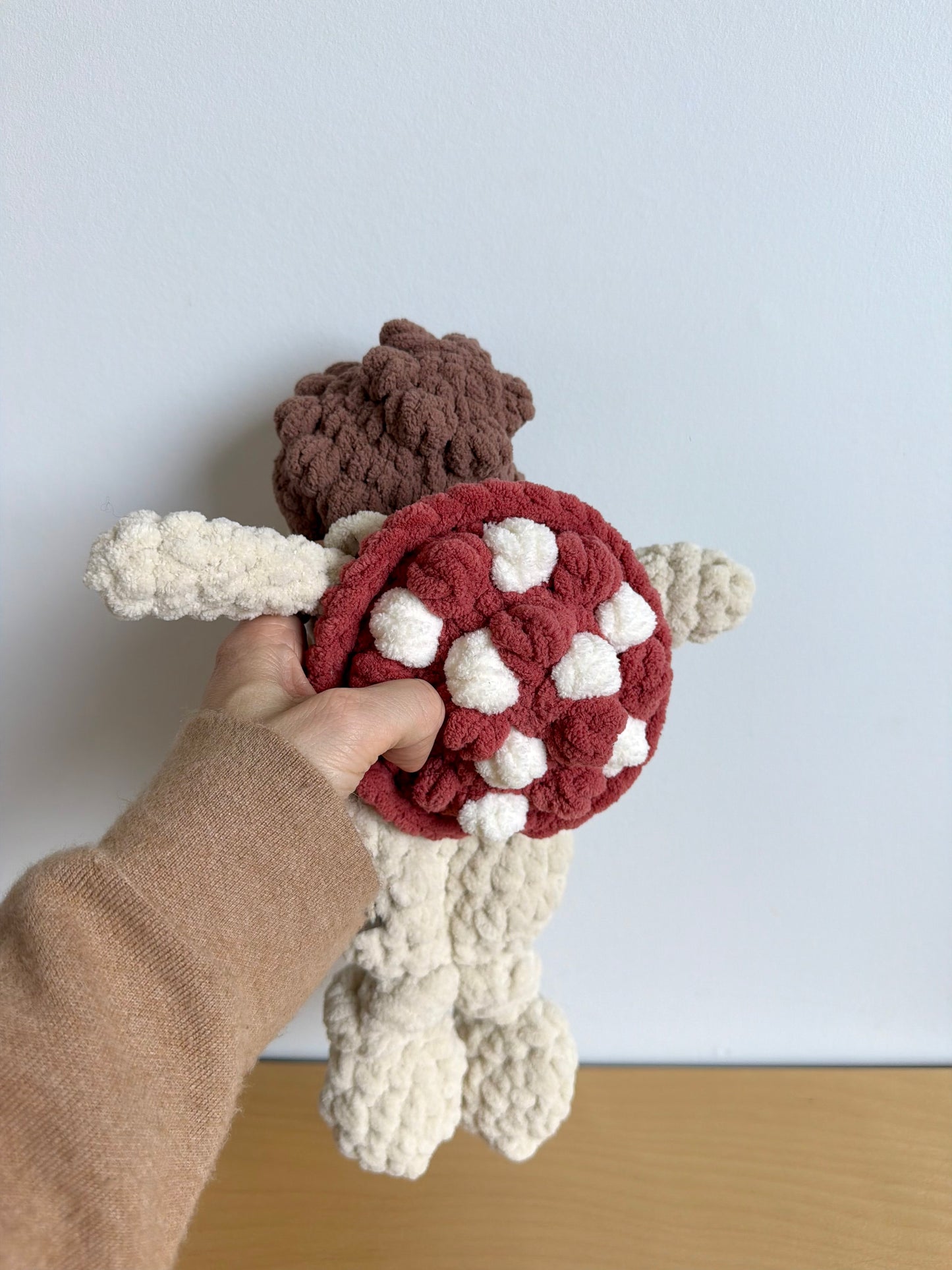 Handmade Crochet Hedgehog with Mushroom Backpack