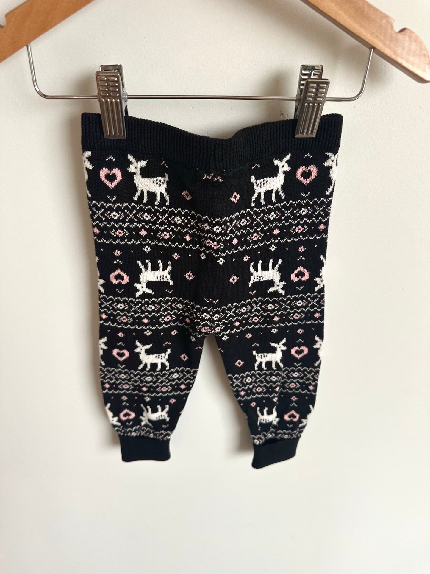 Black Deer Pattern Pants / 6-12m