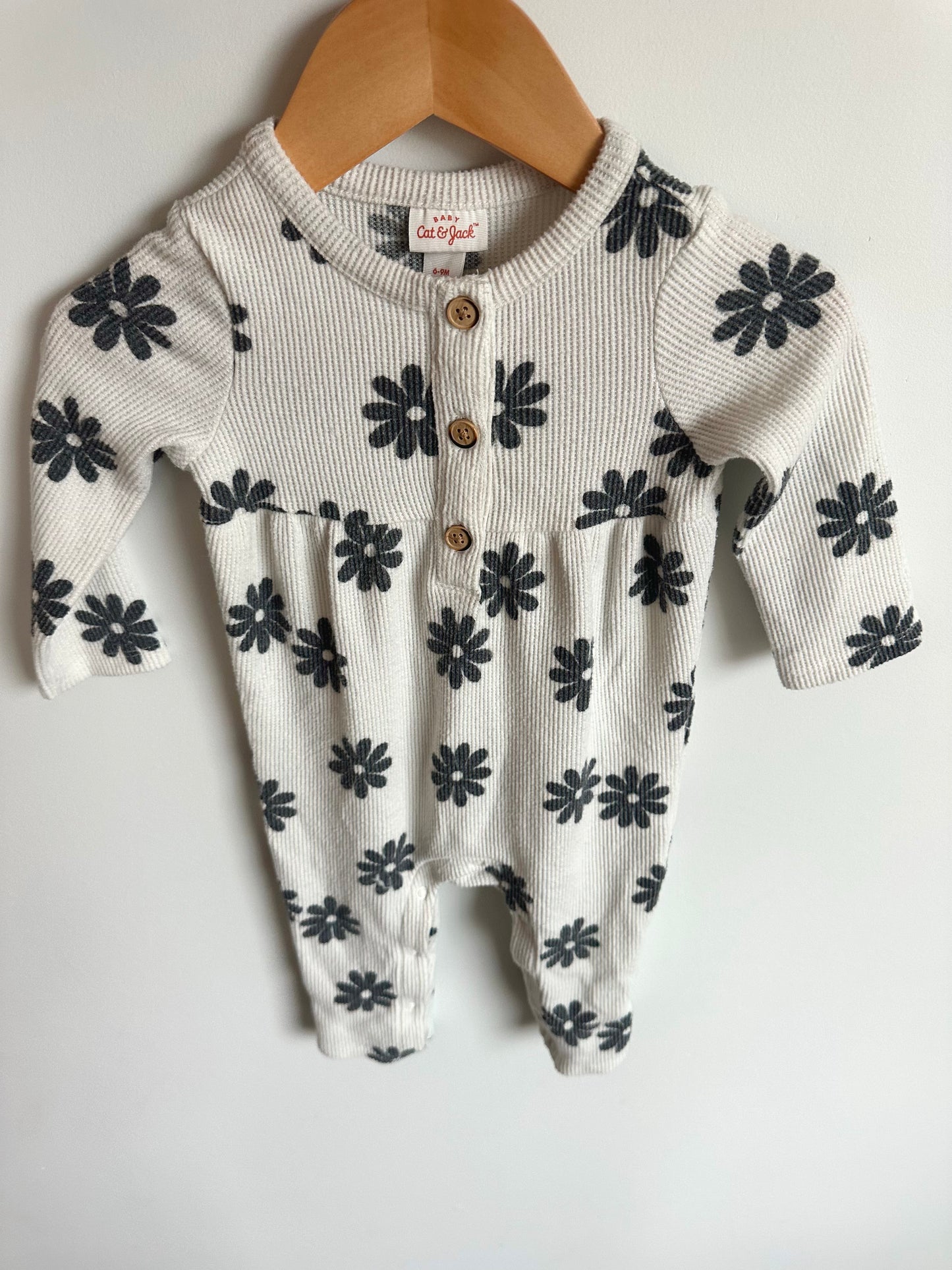 Black Daisy Jumpsuit / 6-9m