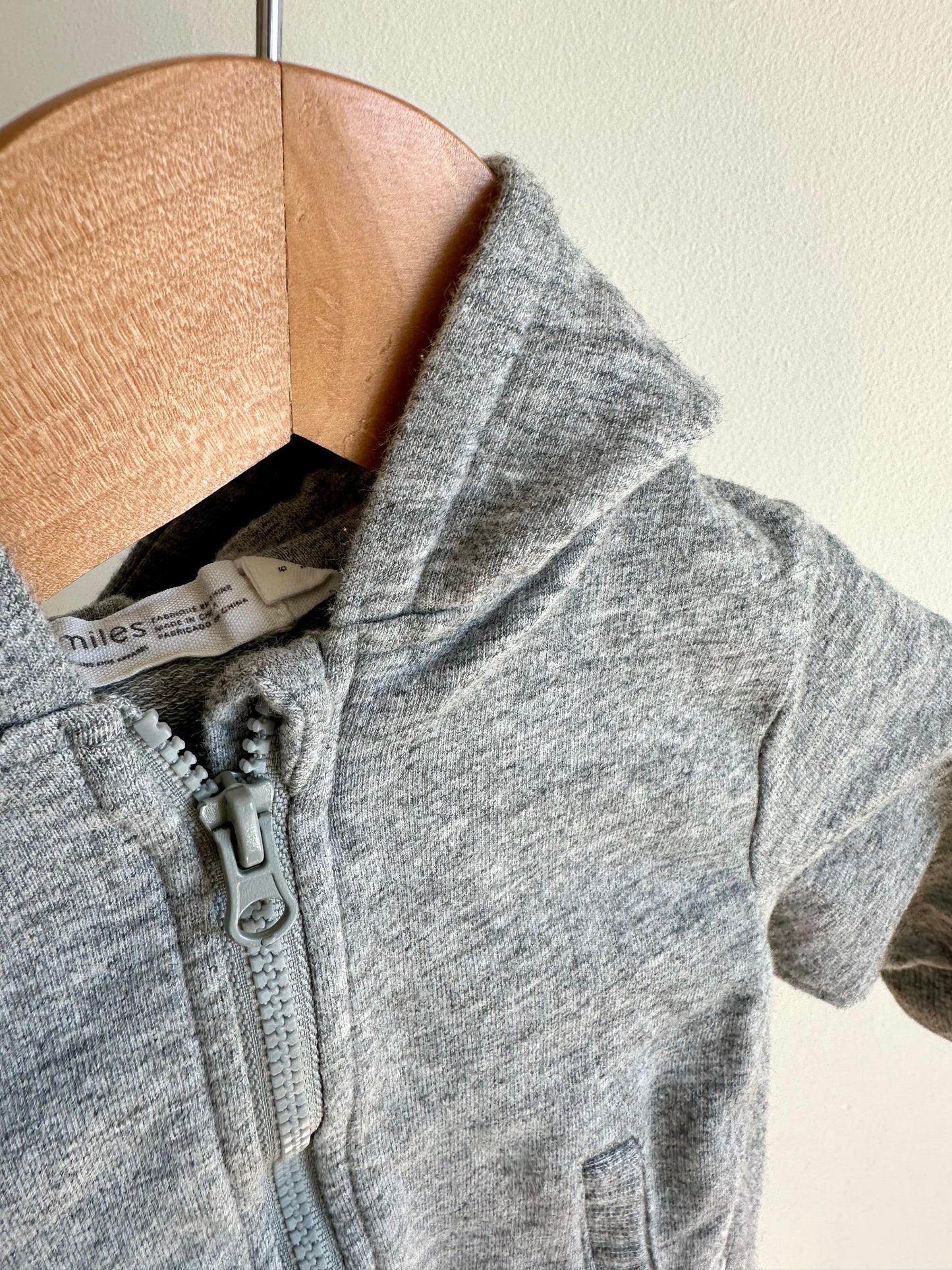 Miles Grey Zip Hoodie / 3-6m