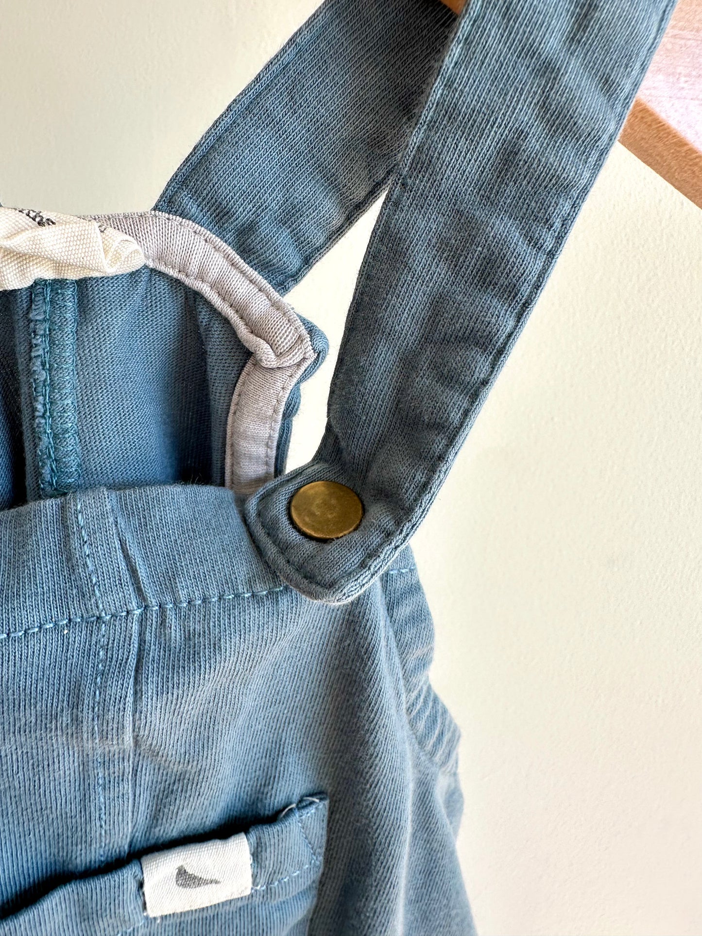 Turtledove Organic Blue Pocket Overalls / 6-12m
