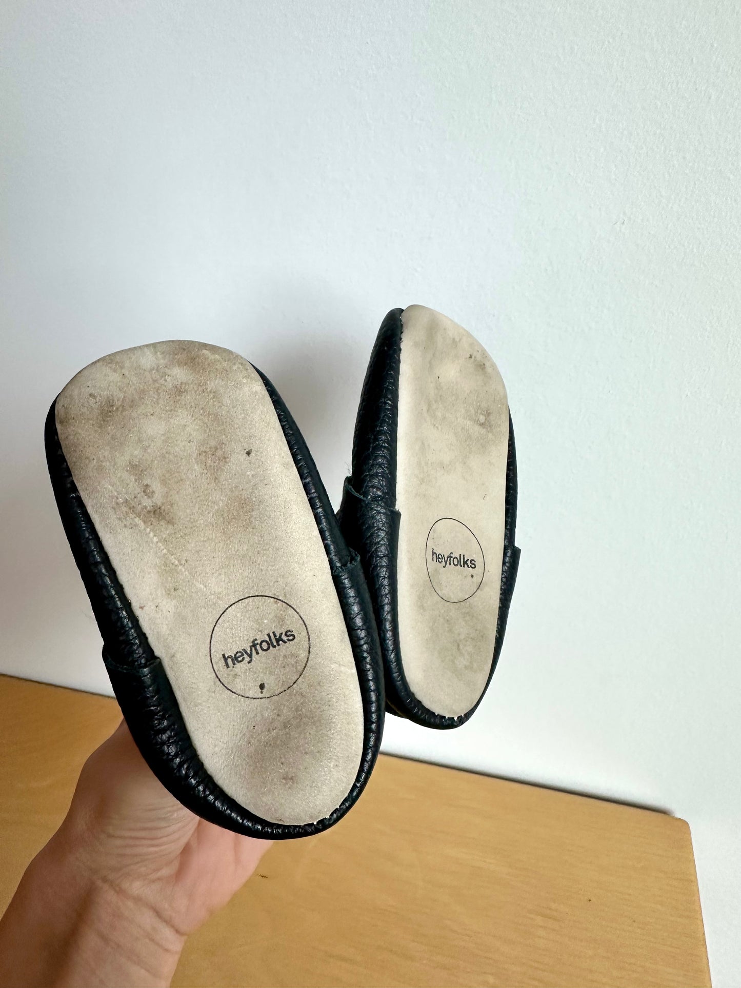 Black Leather Soft Sole Shoes / Size 3 Infant