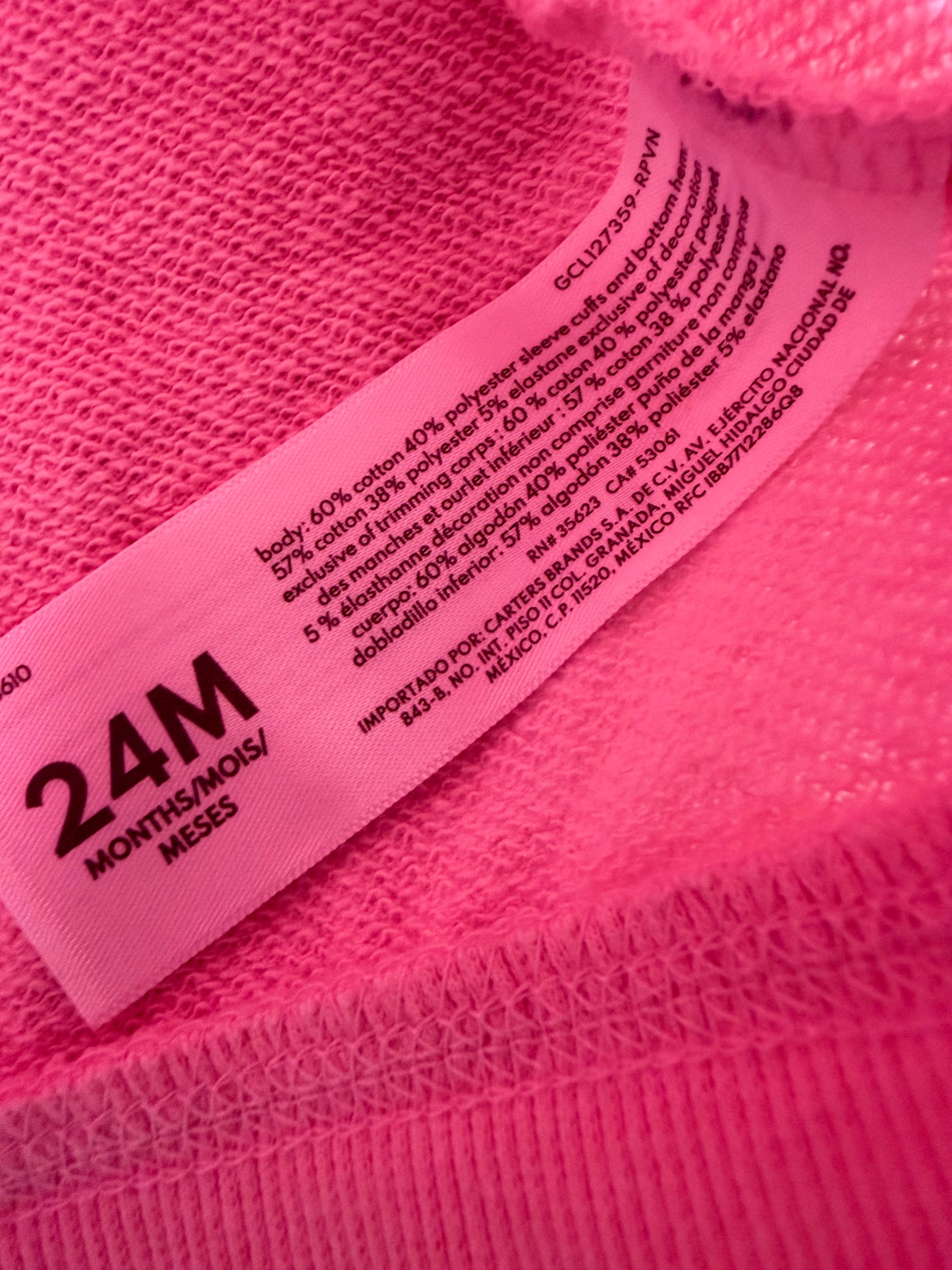 OshKosh Pink Zipper Sweater / 24m