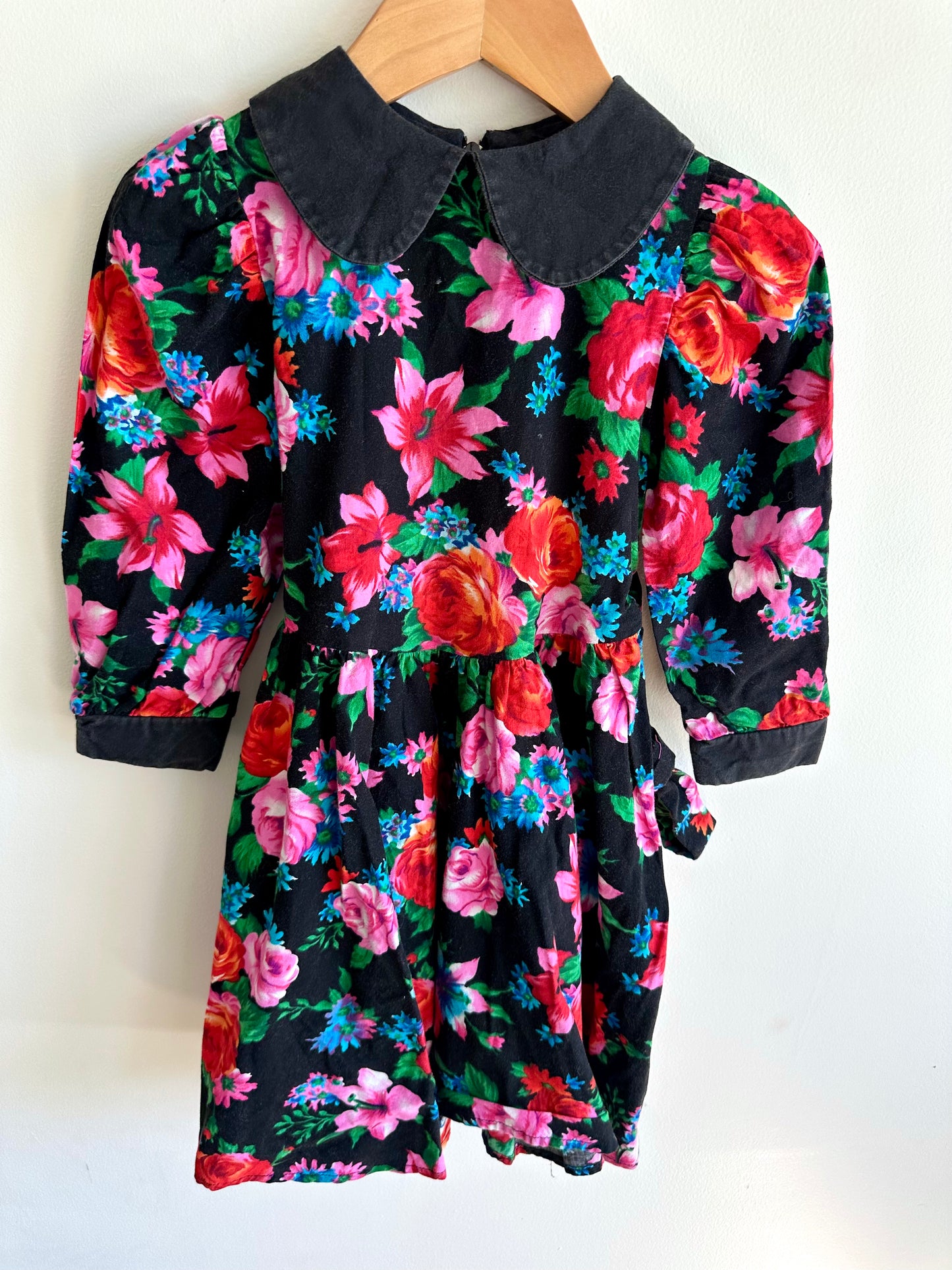 Vintage Dark Floral Dress / 3T