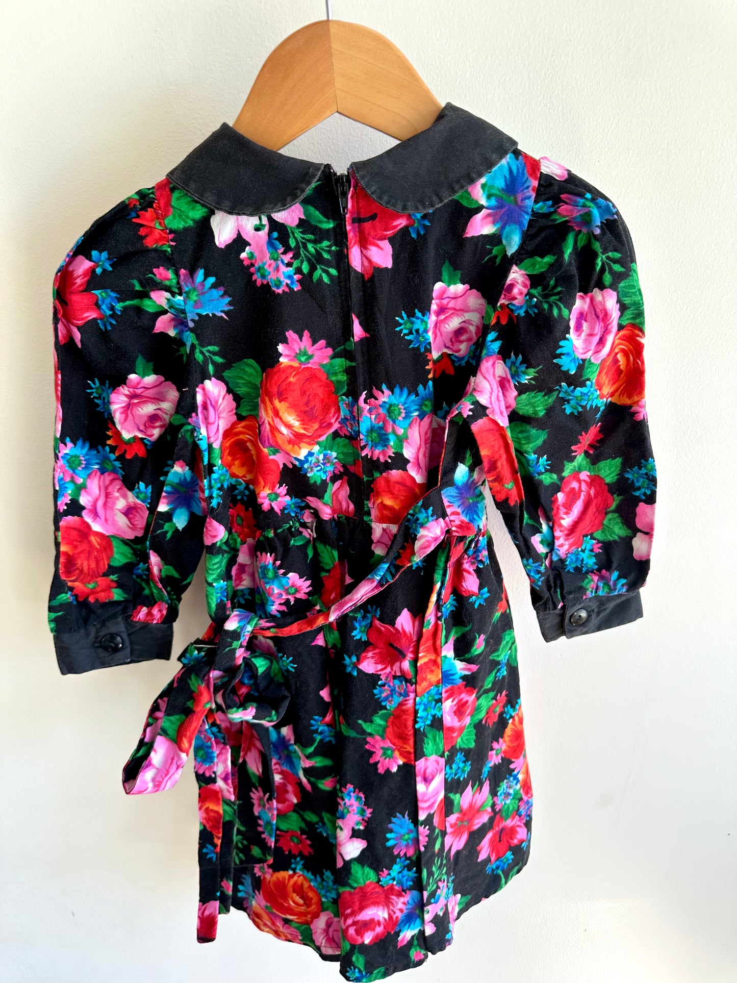 Vintage Dark Floral Dress / 3T