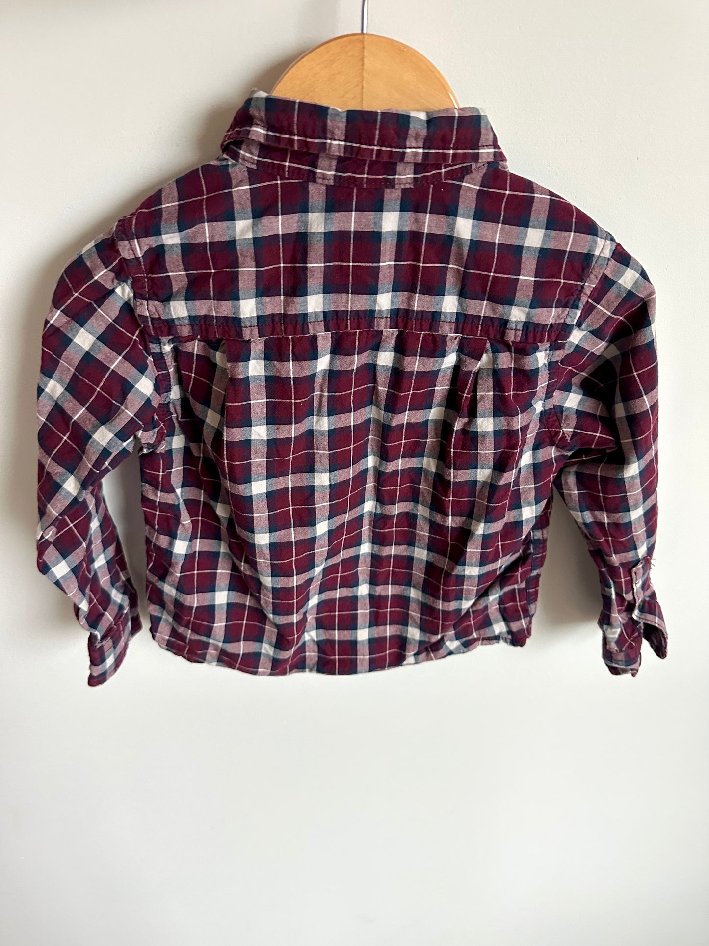 Maroon Plaid Button Up Top / 3T