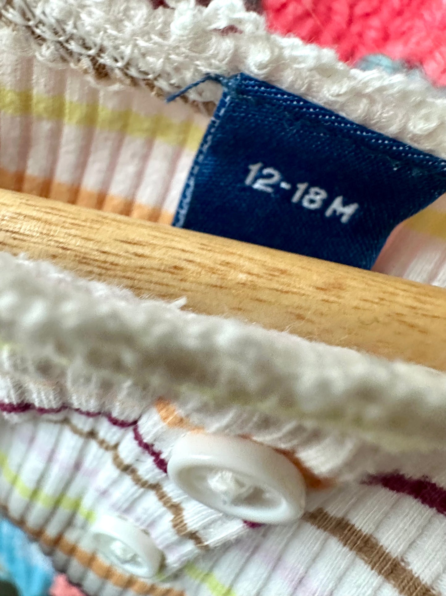 Striped Cream Neck Detail Top / 12-18m