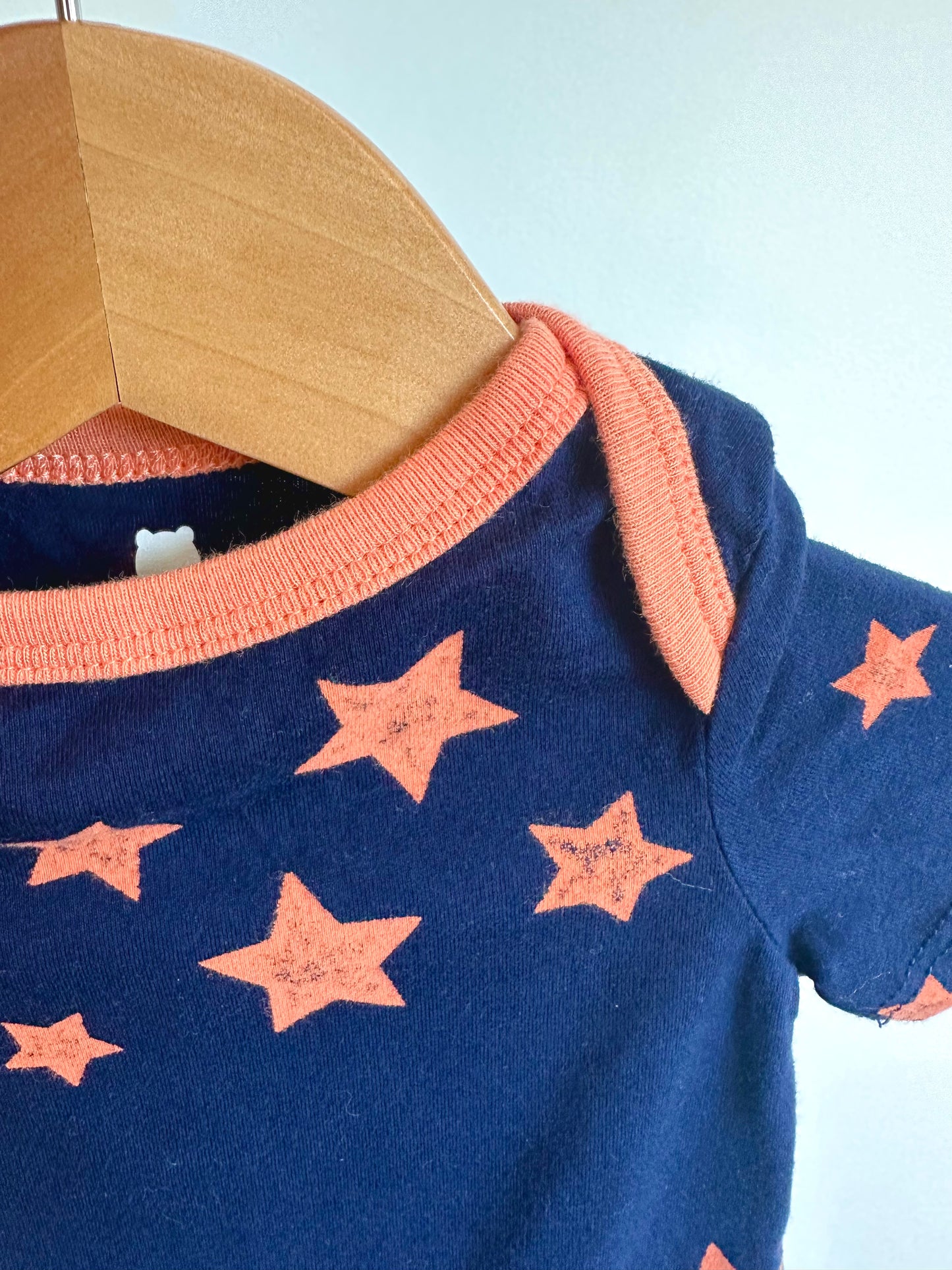 Navy with Orange Stars Bodysuit / 3-6m