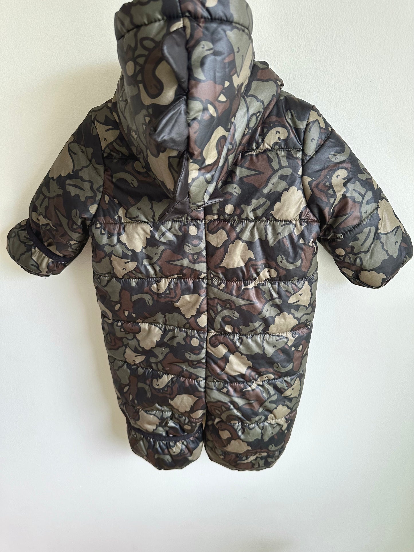 Green Dino Puffer Suit / 3-6m