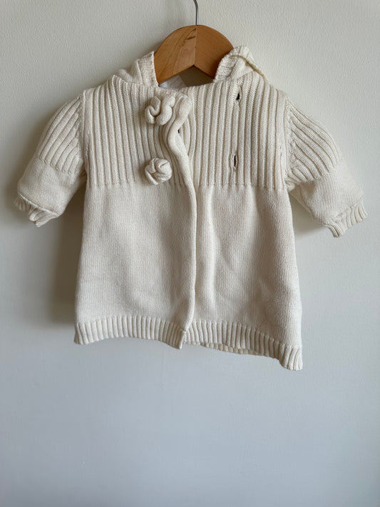 Long Cream Sweater with Hood / 0-3m