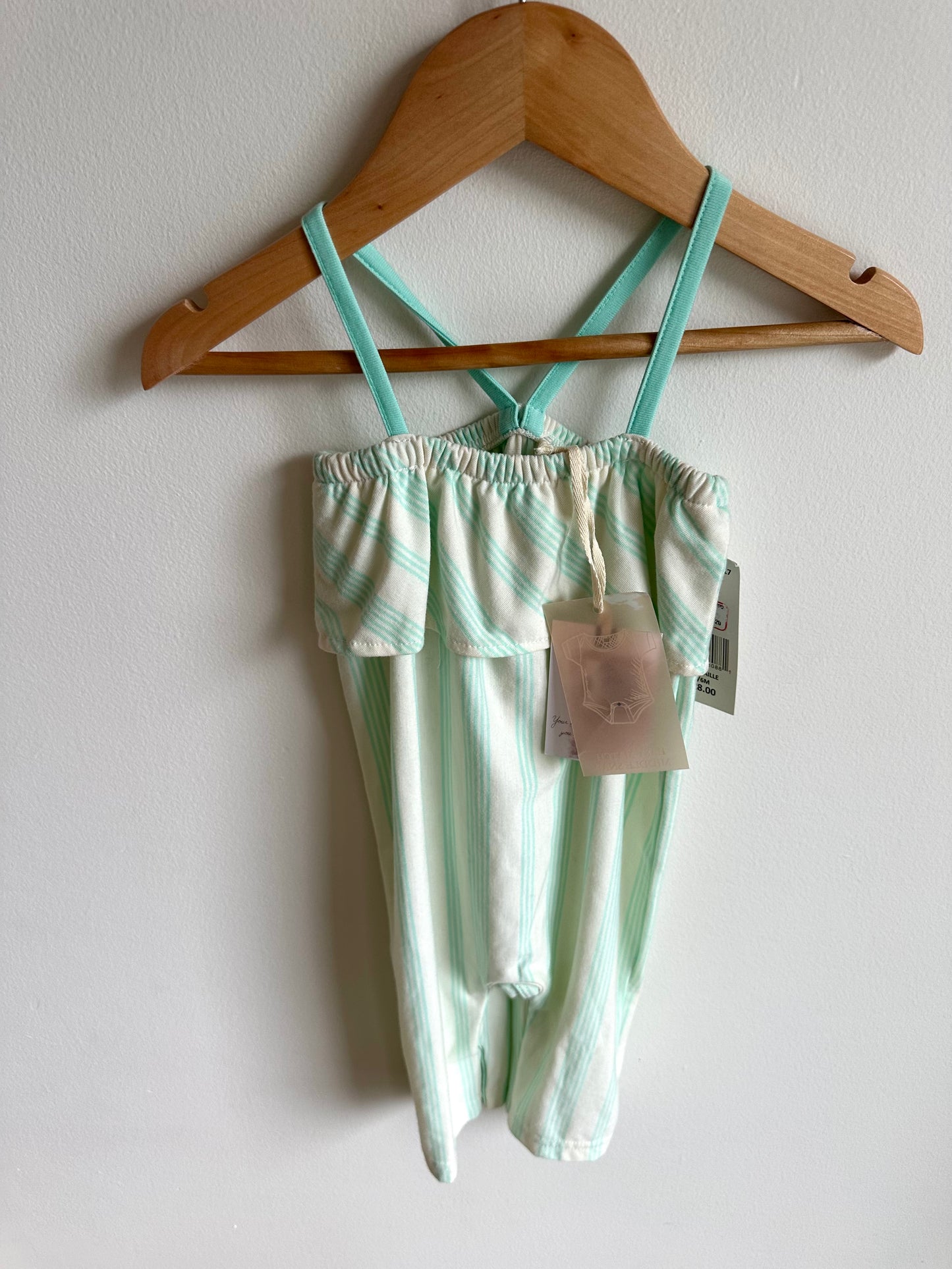 Teal Stripes Jumpsuit (With Tags) / 3-6m