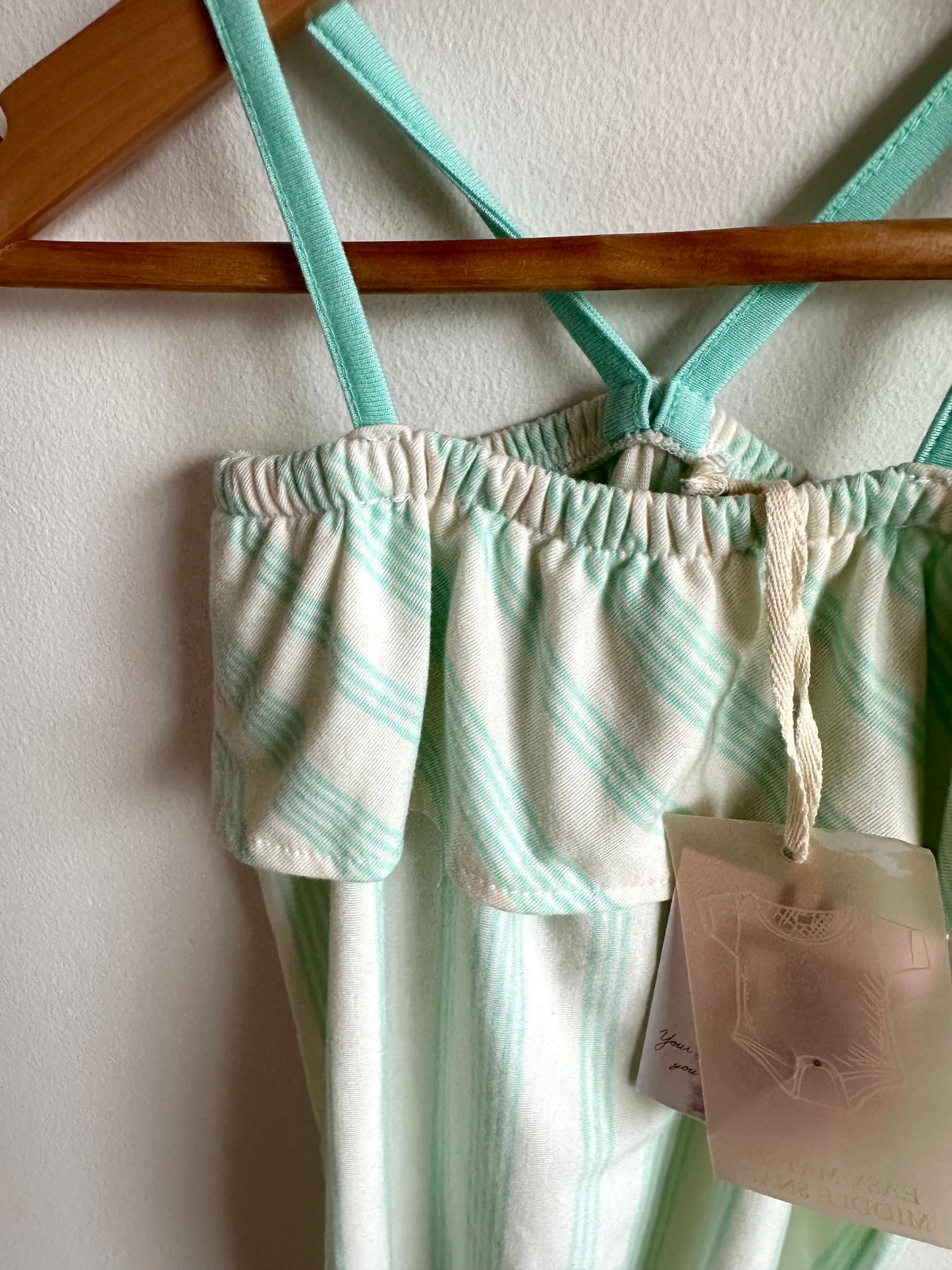 Teal Stripes Jumpsuit (With Tags) / 3-6m