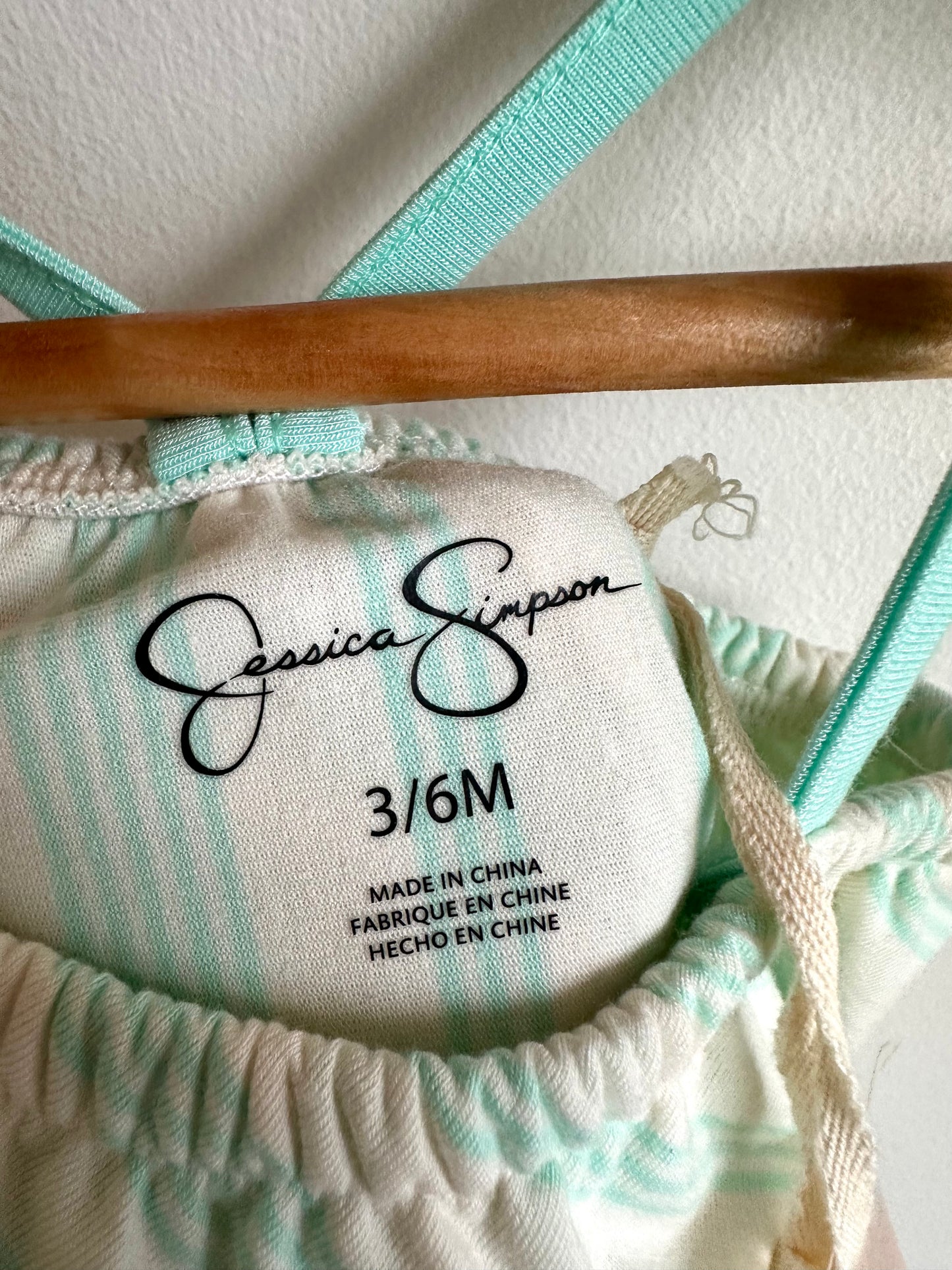 Teal Stripes Jumpsuit (With Tags) / 3-6m
