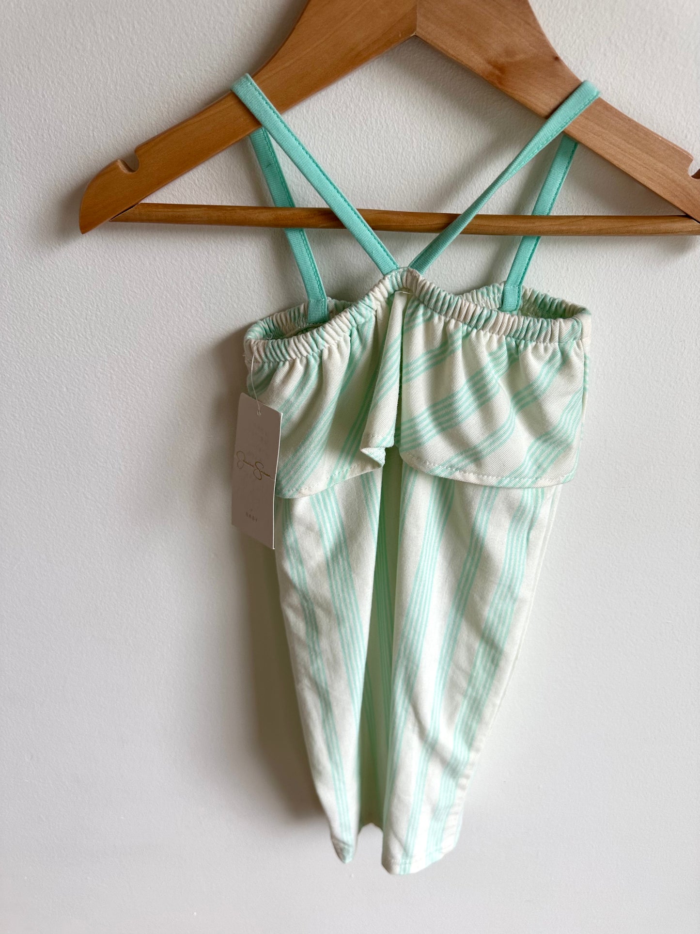 Teal Stripes Jumpsuit (With Tags) / 3-6m
