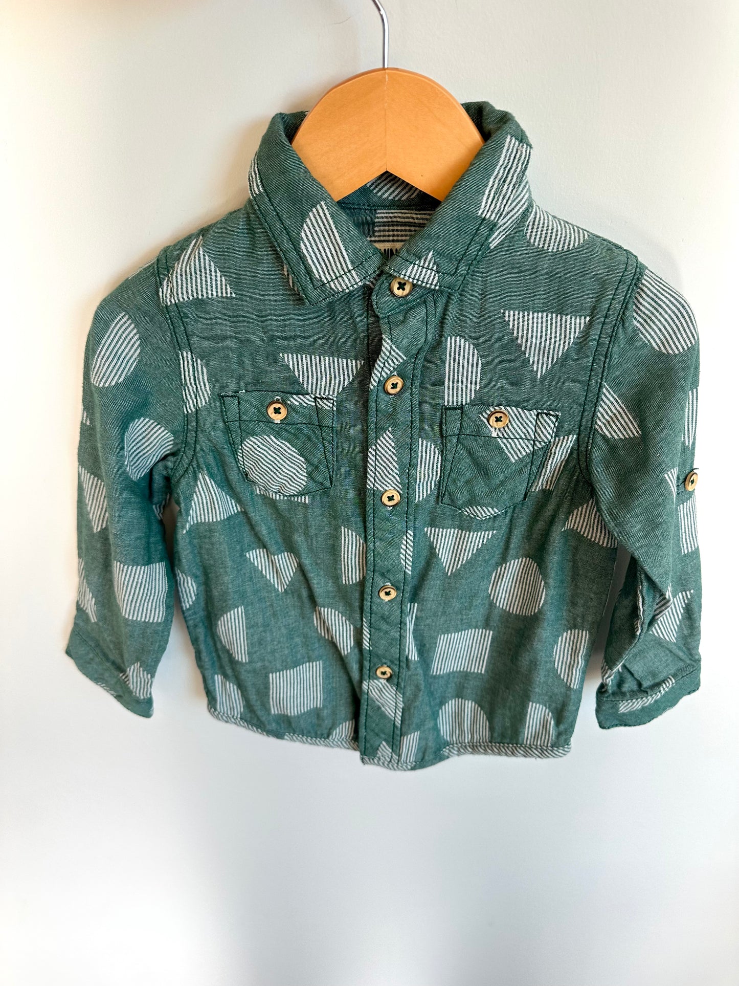 Oshkosh Green Shapes Button Up Long Sleeve / 2T