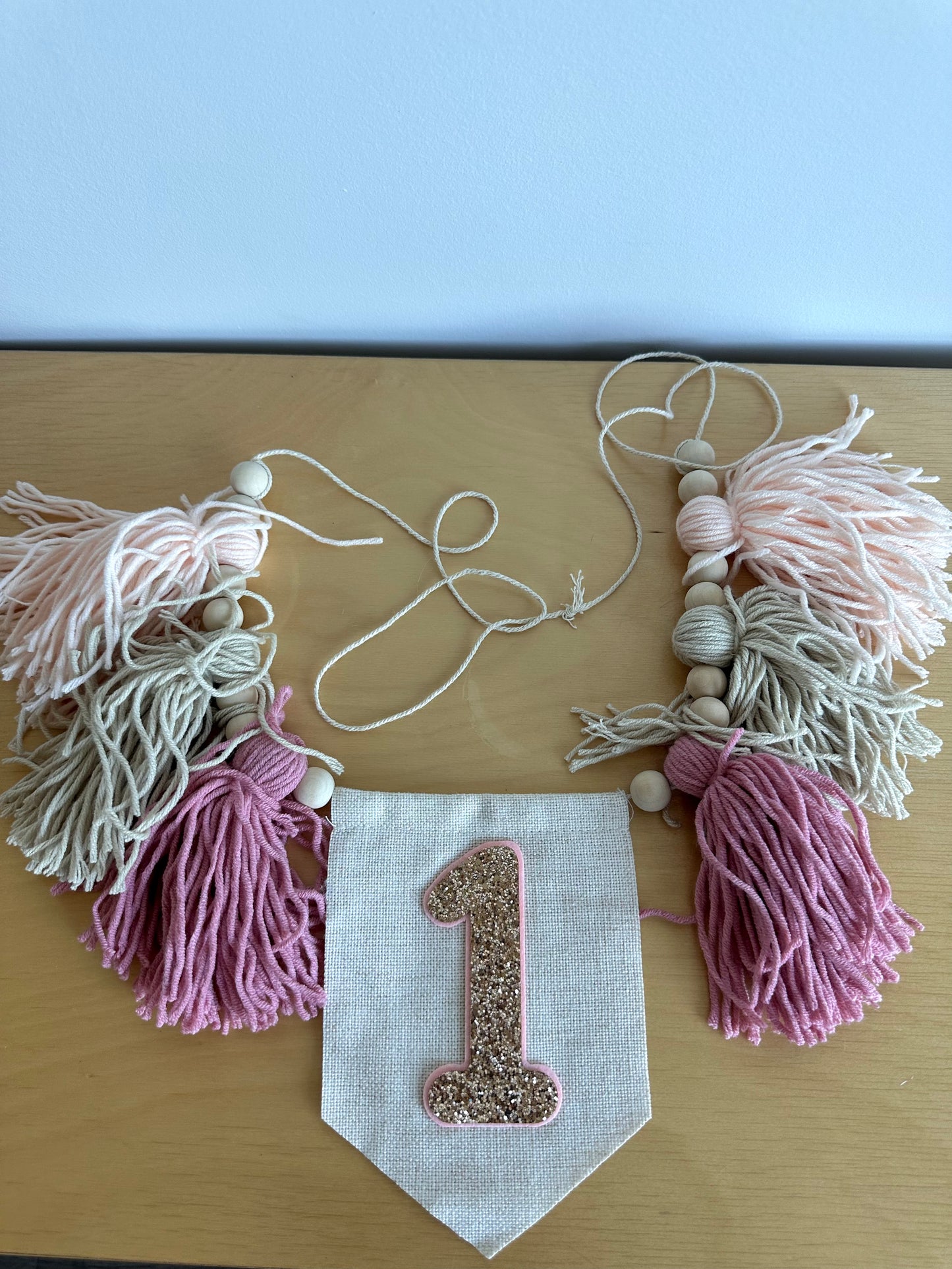 Pink 1st Birthday Banner