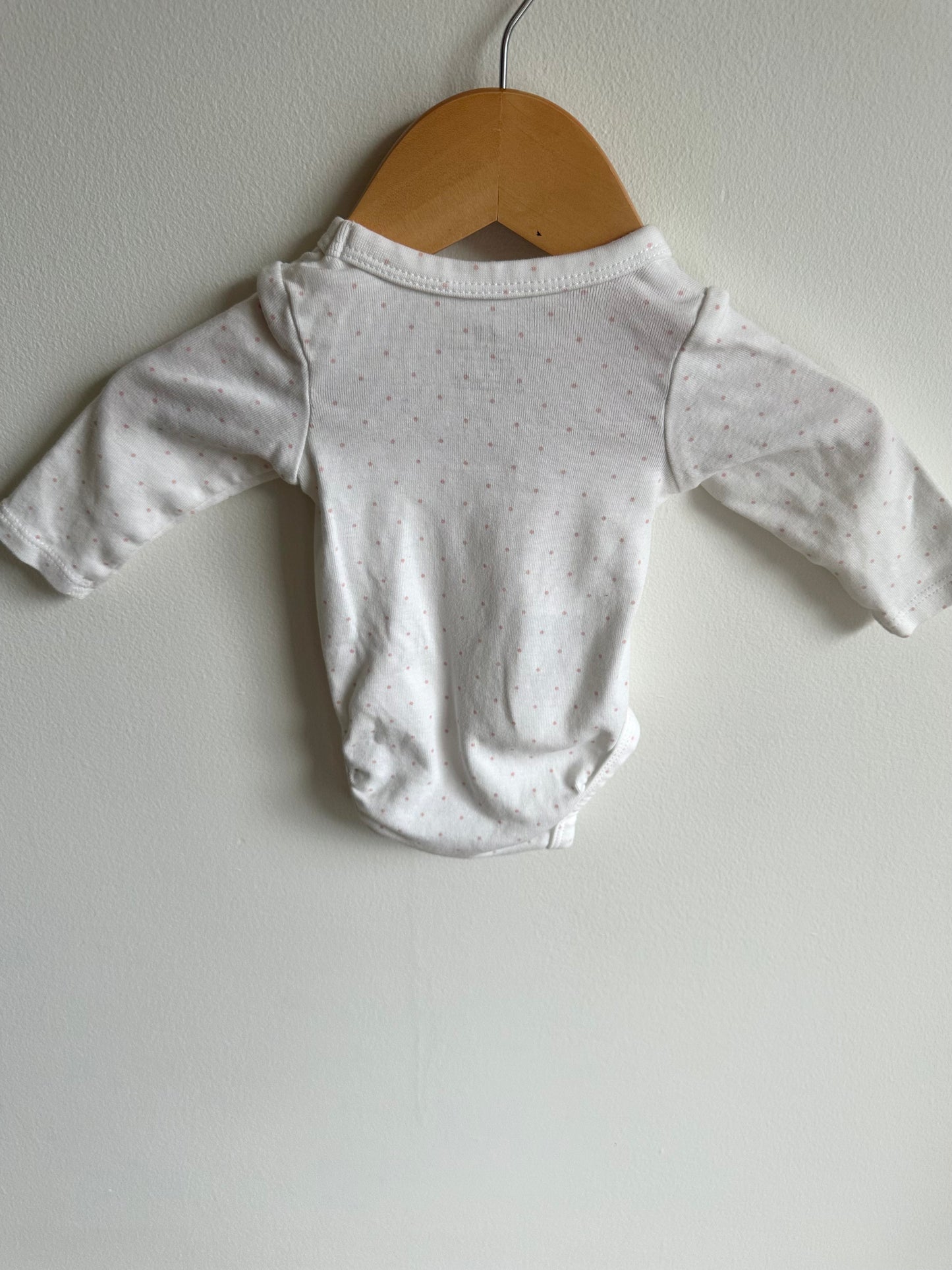 H&M Organic Pink Dot Bodysuit / 0-1m