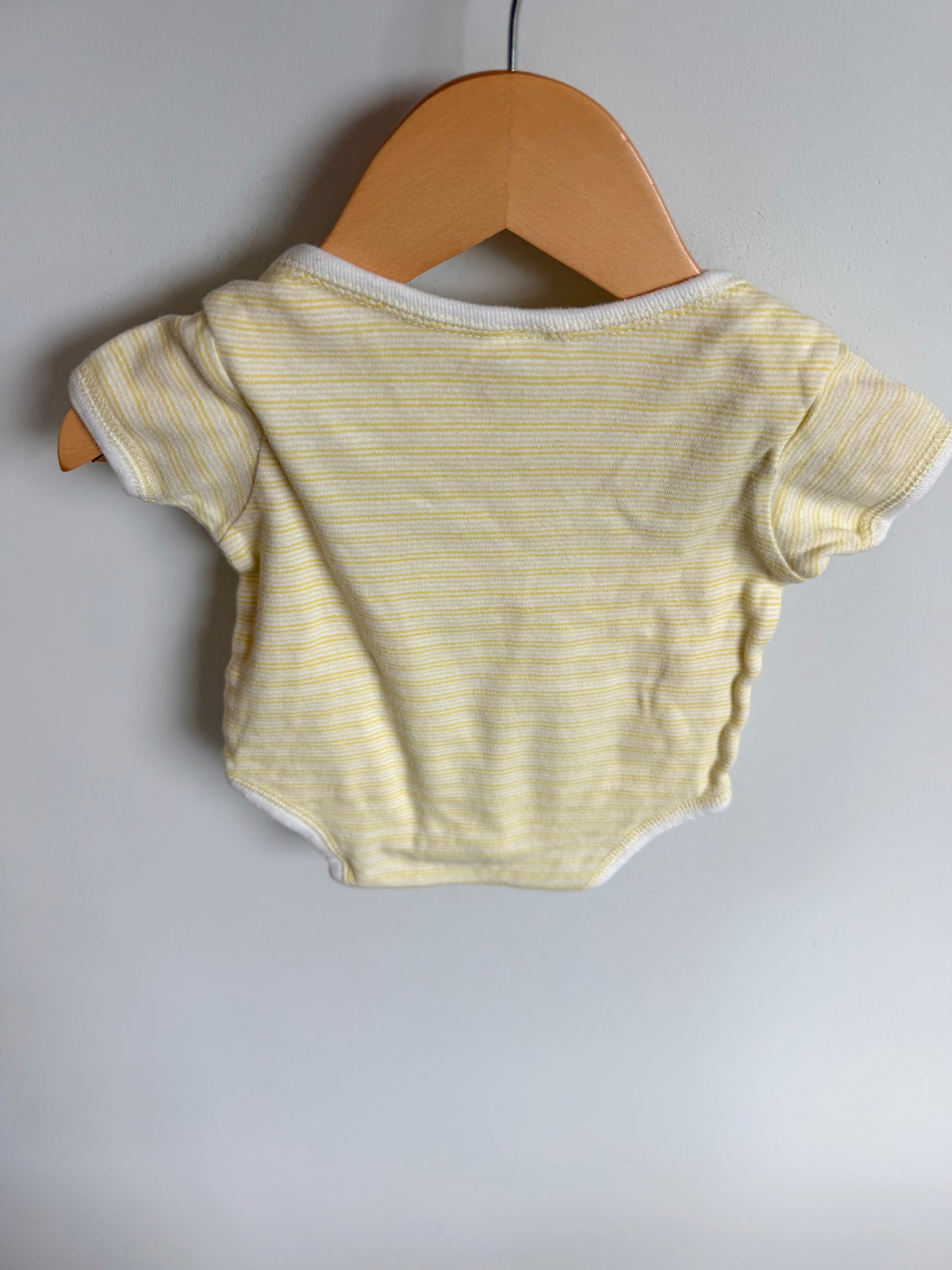 Yellow Striped Cotton Bodysuit / 0-3m