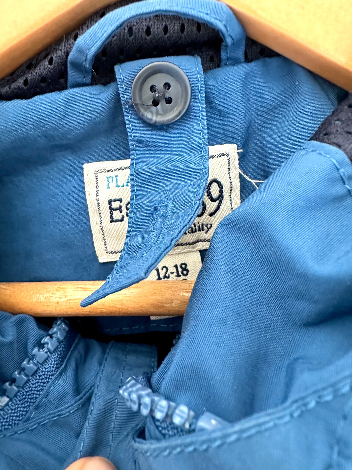 Blue Two Tone Hooded Jacket / 12-18m