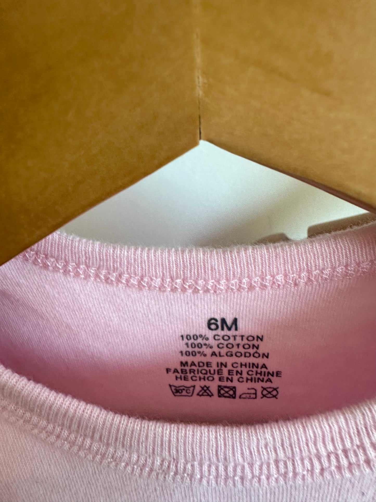 Pink Bodysuit, Striped Pants + Beanie Set / 6m