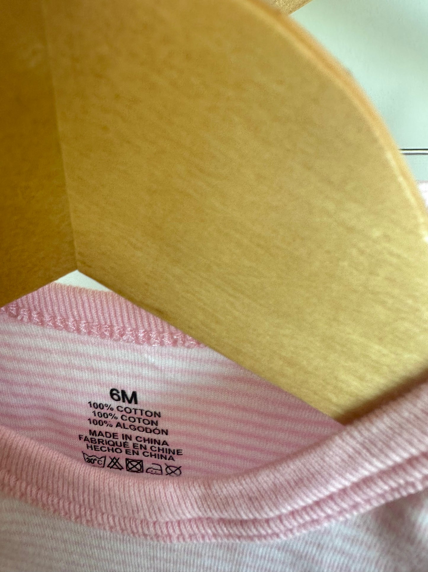 Pink Thin Stripe Bodysuit, Pants + Beanie Set / 6m