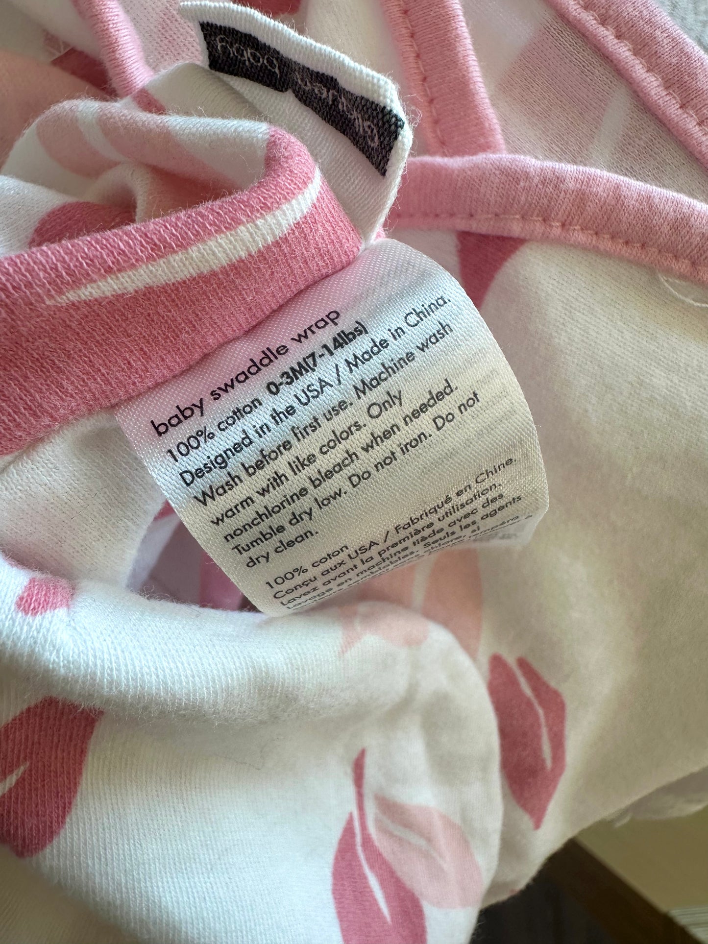 Pack of 2 Pink Swaddles / 0-3m (7-14lbs)
