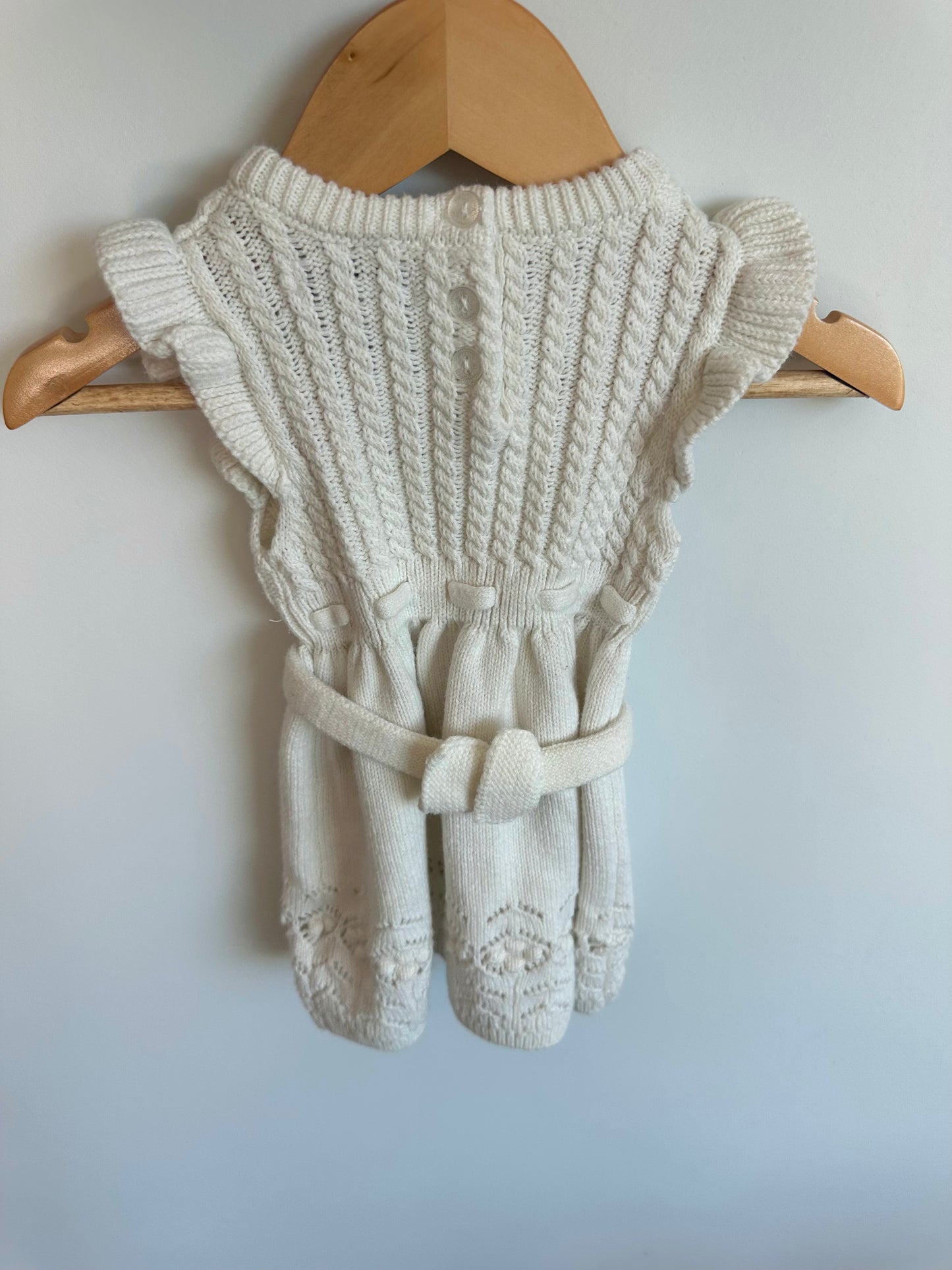 White Knit Dress + Headband Set / 3-6m