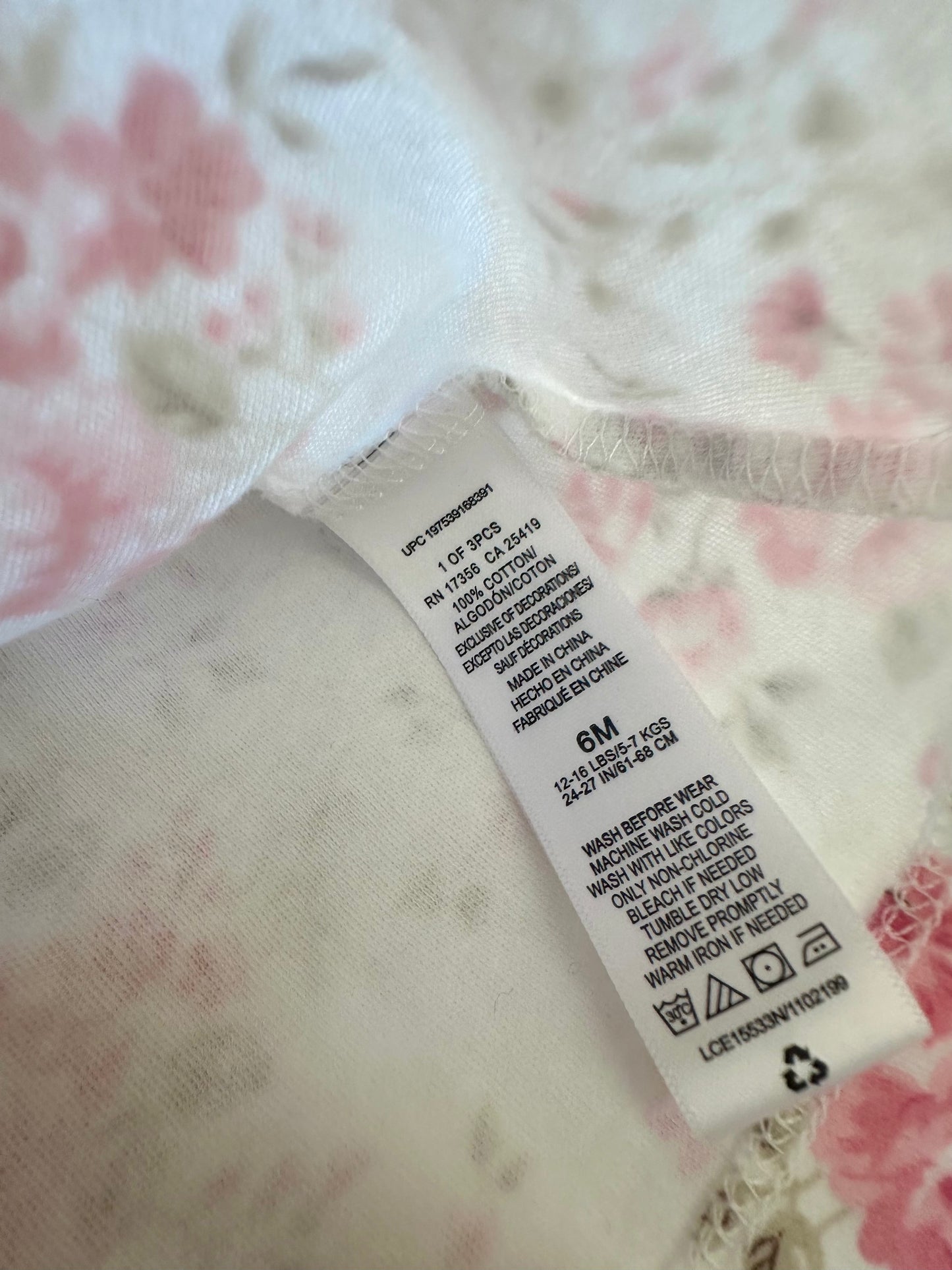 Pink Floral Hoodie with Bow / 6m