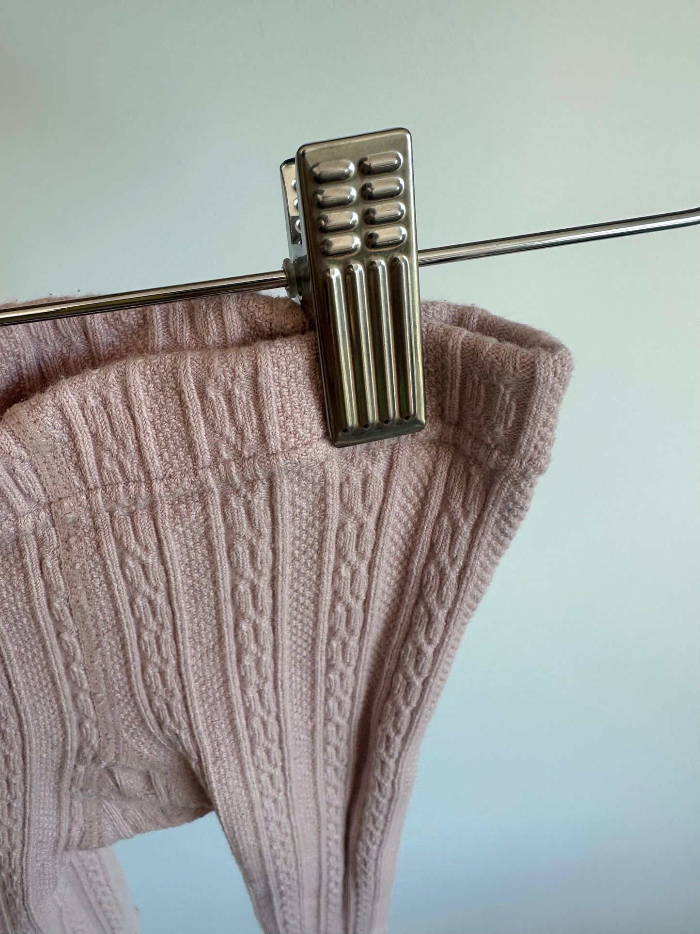 Pink Cable Knit Tights / 9-12m