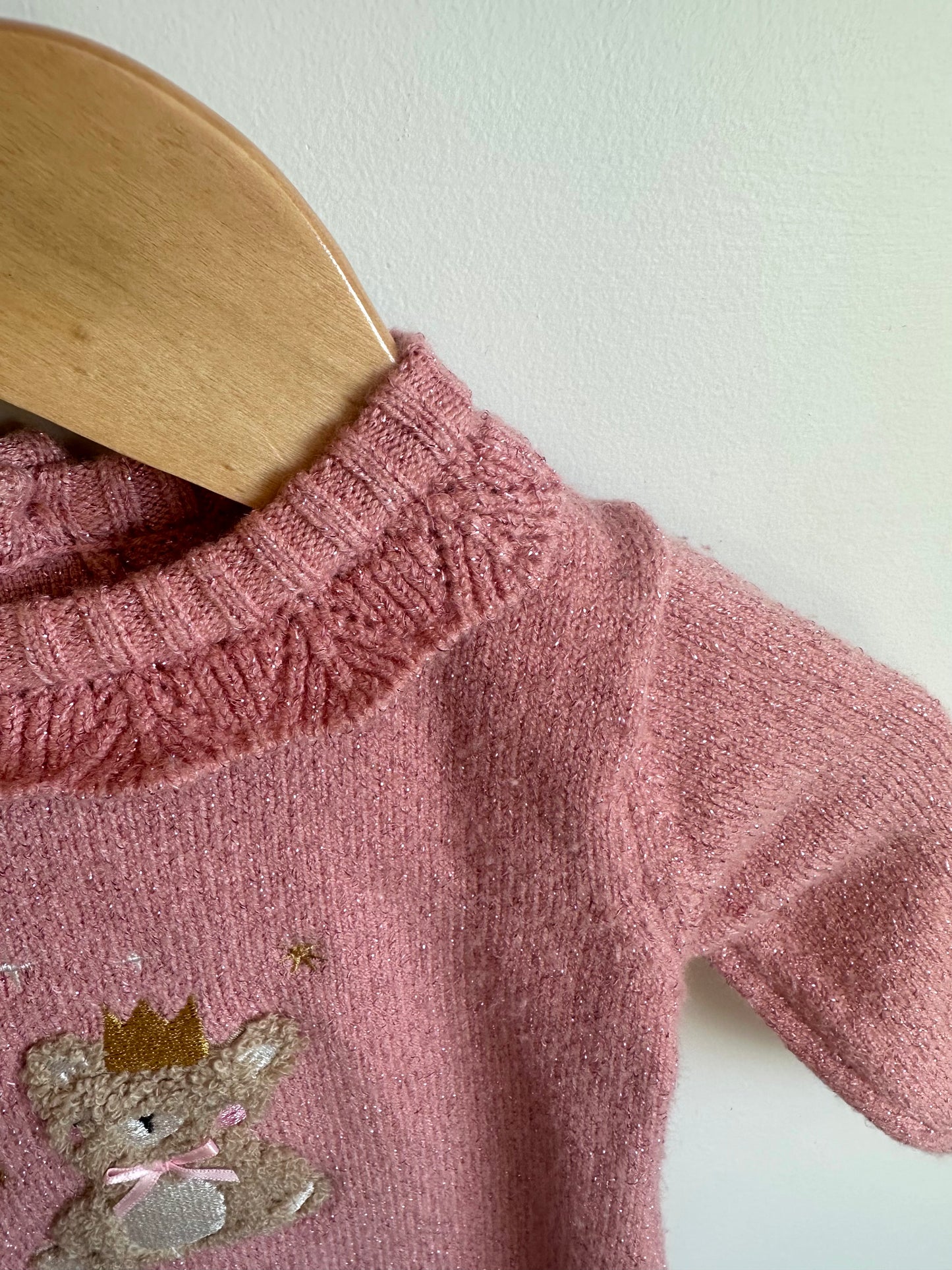 Pink Knit Teddy Dress / 6-9m