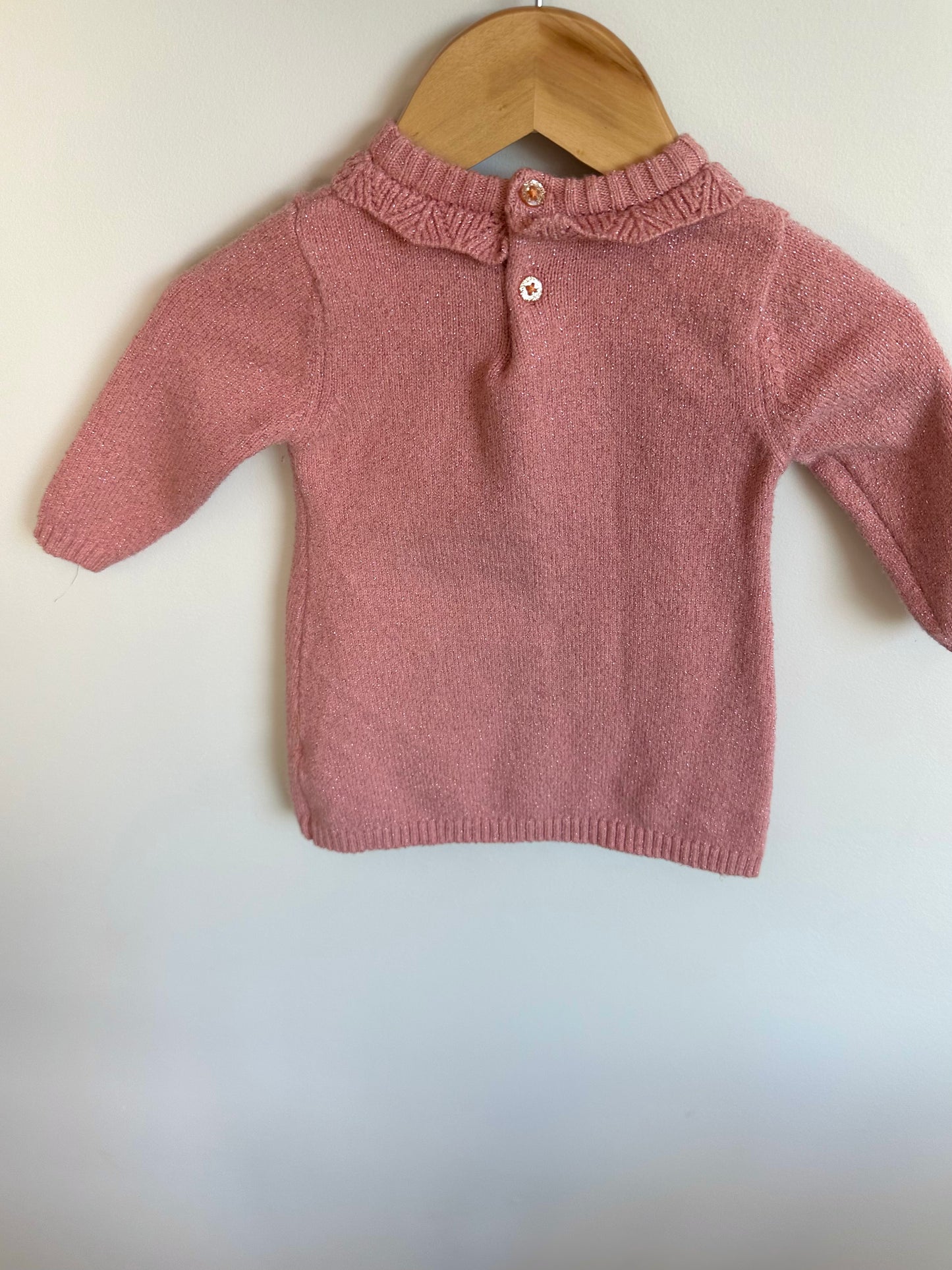 Pink Knit Teddy Dress / 6-9m