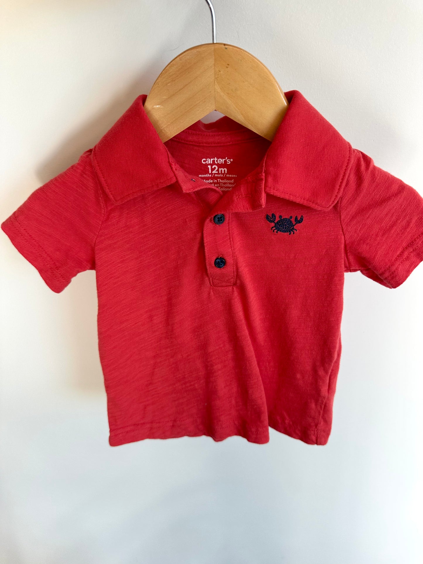 Red Crab Collared Top / 12m