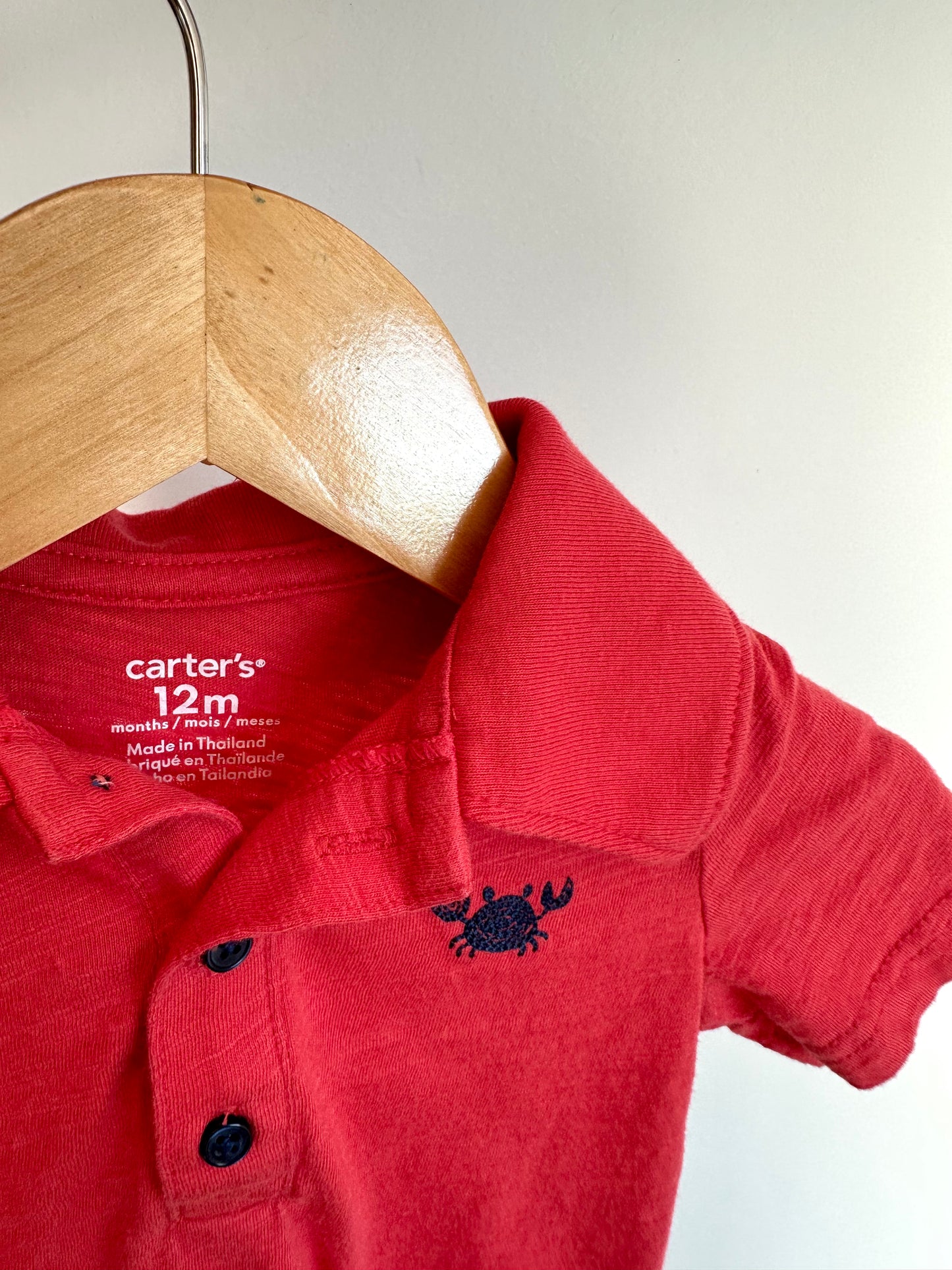 Red Crab Collared Top / 12m