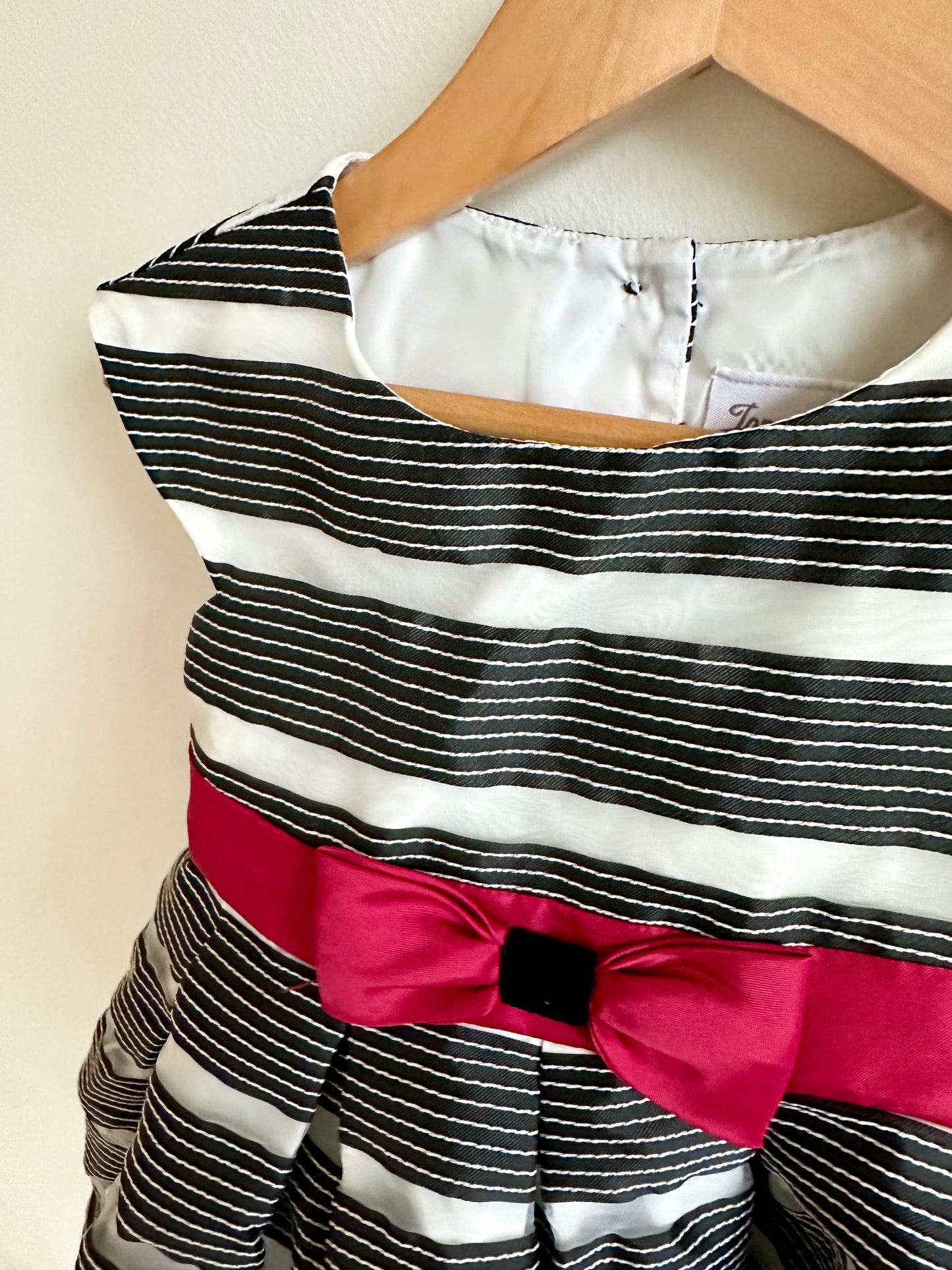 Black Striped Dress with Red Bow / 3T