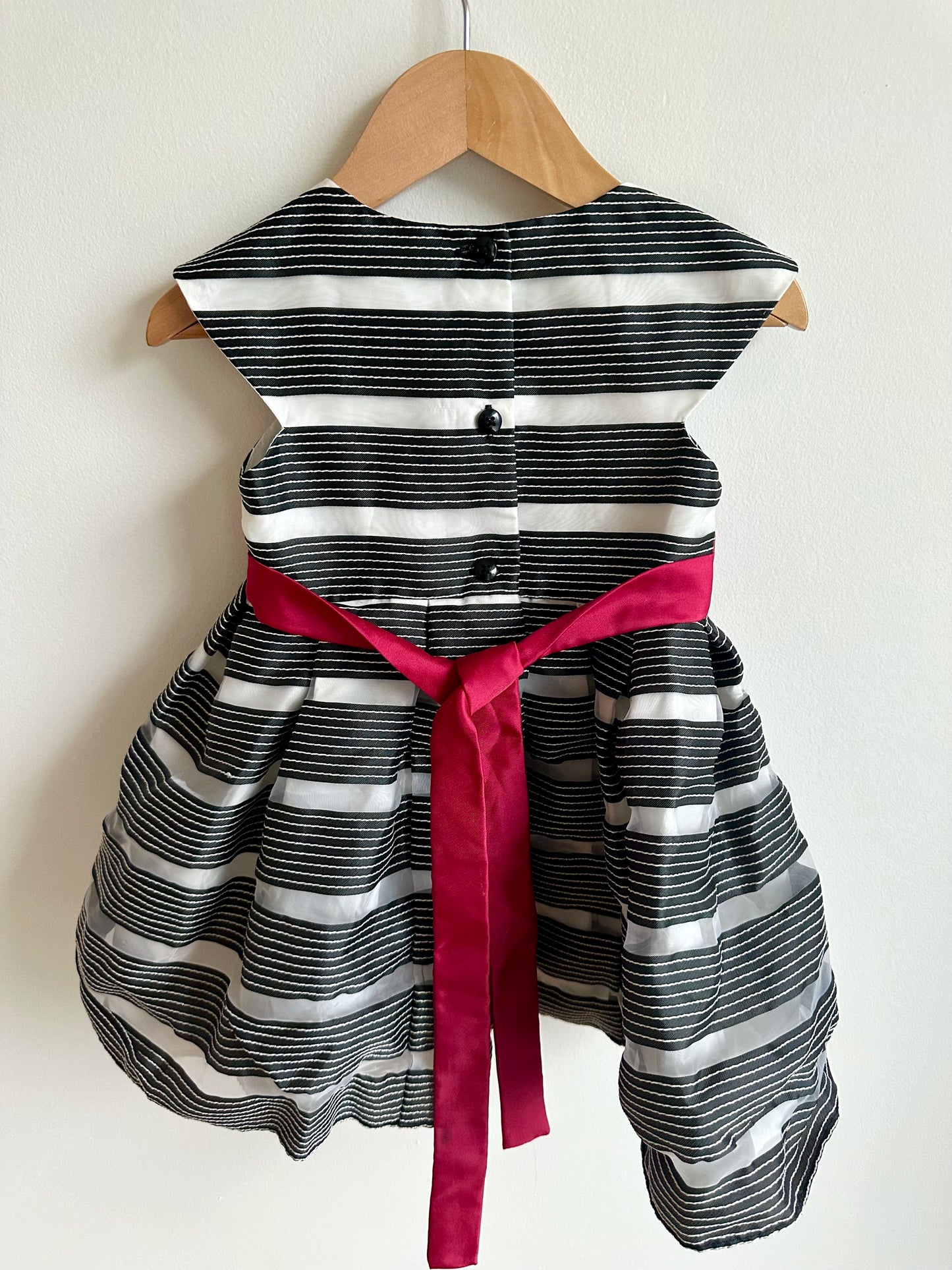 Black Striped Dress with Red Bow / 3T