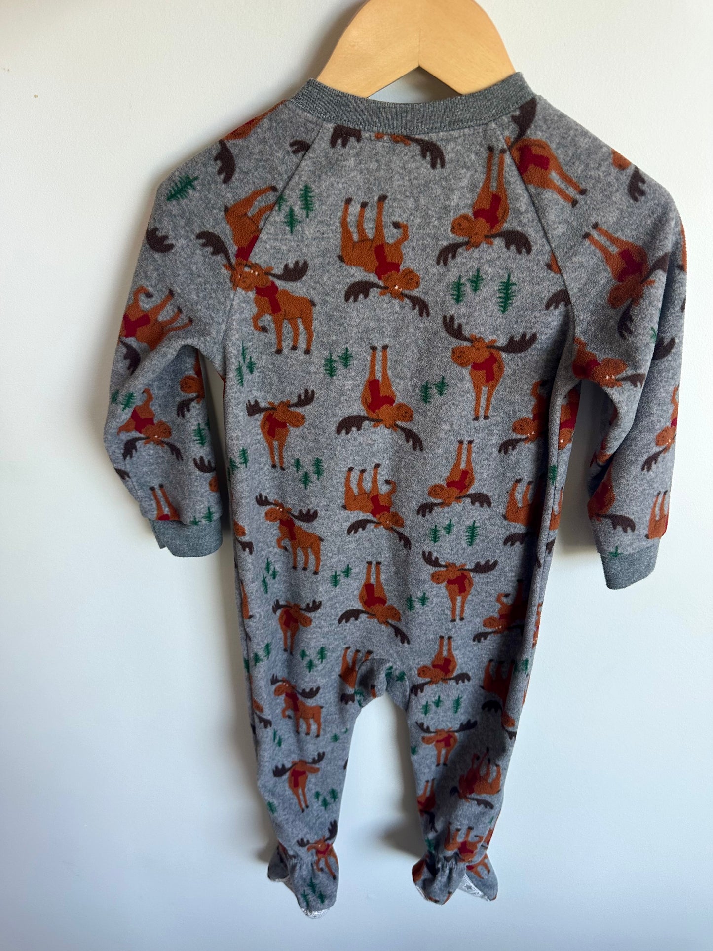 Fleece Grey Moose Sleeper / 24m