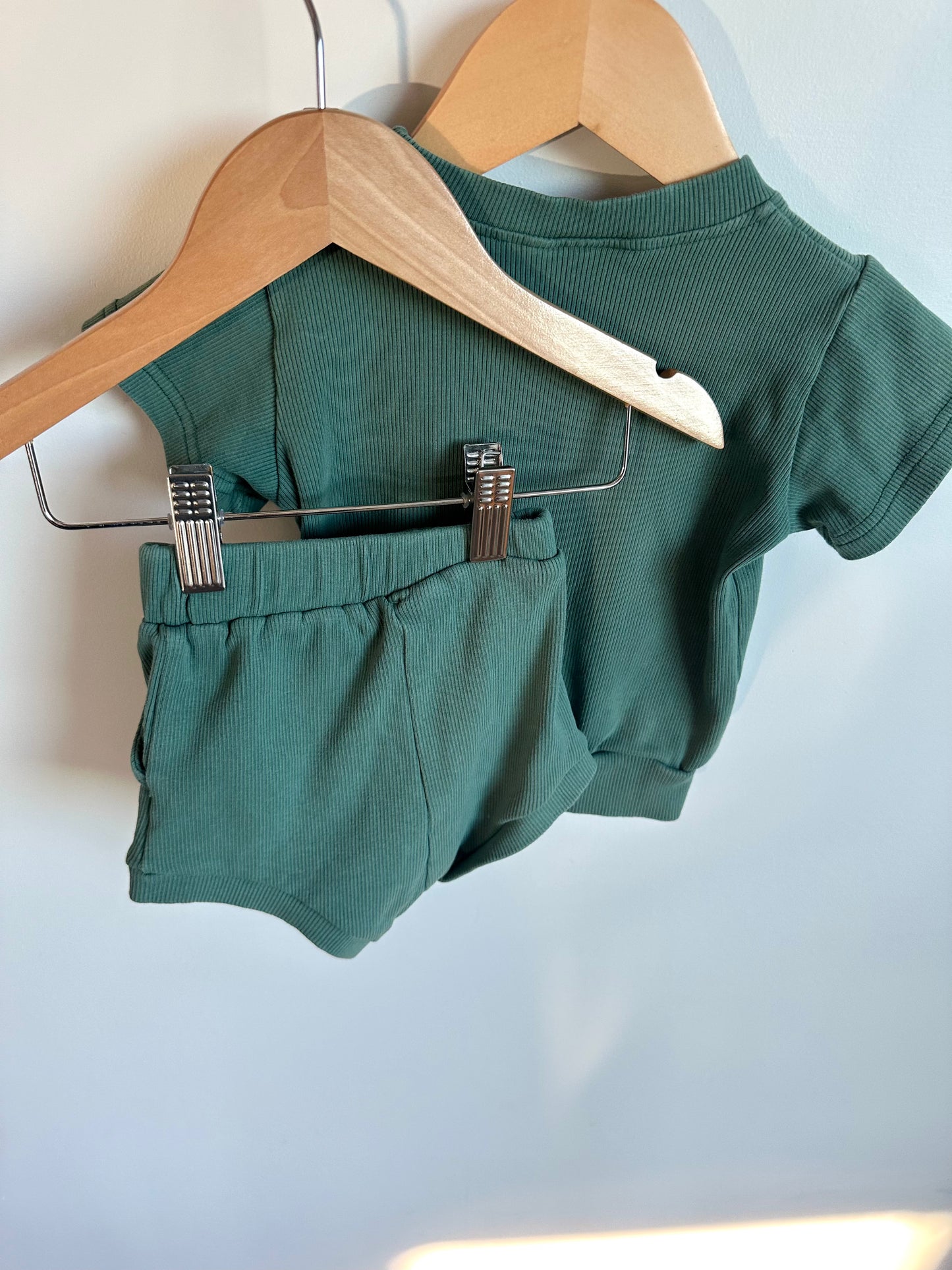 Tiny Trove Rib Green T-shirt + Shorties Set(PLAY) / 12-18m