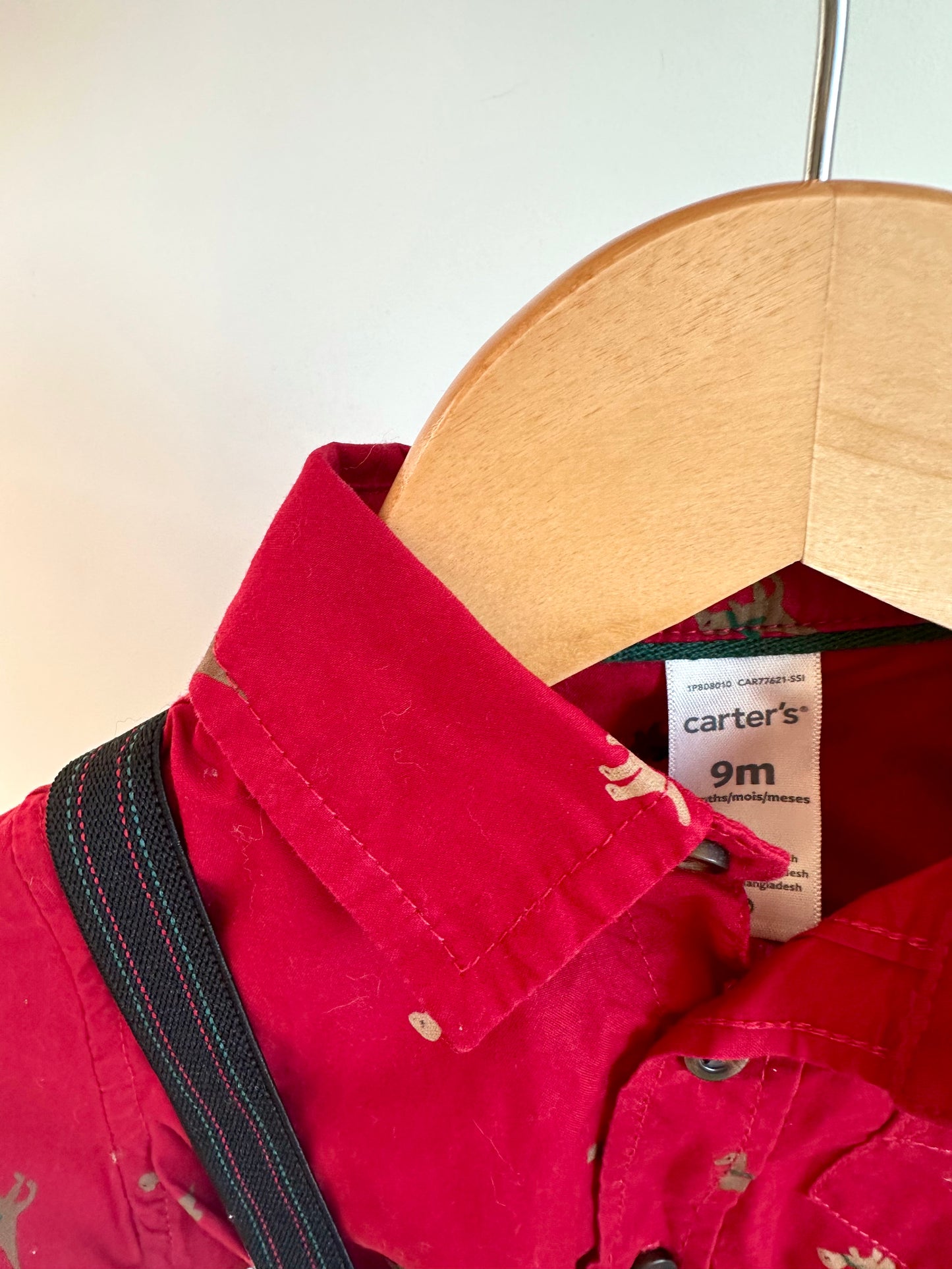 Red Dino Top with Suspender Slacks / 9m