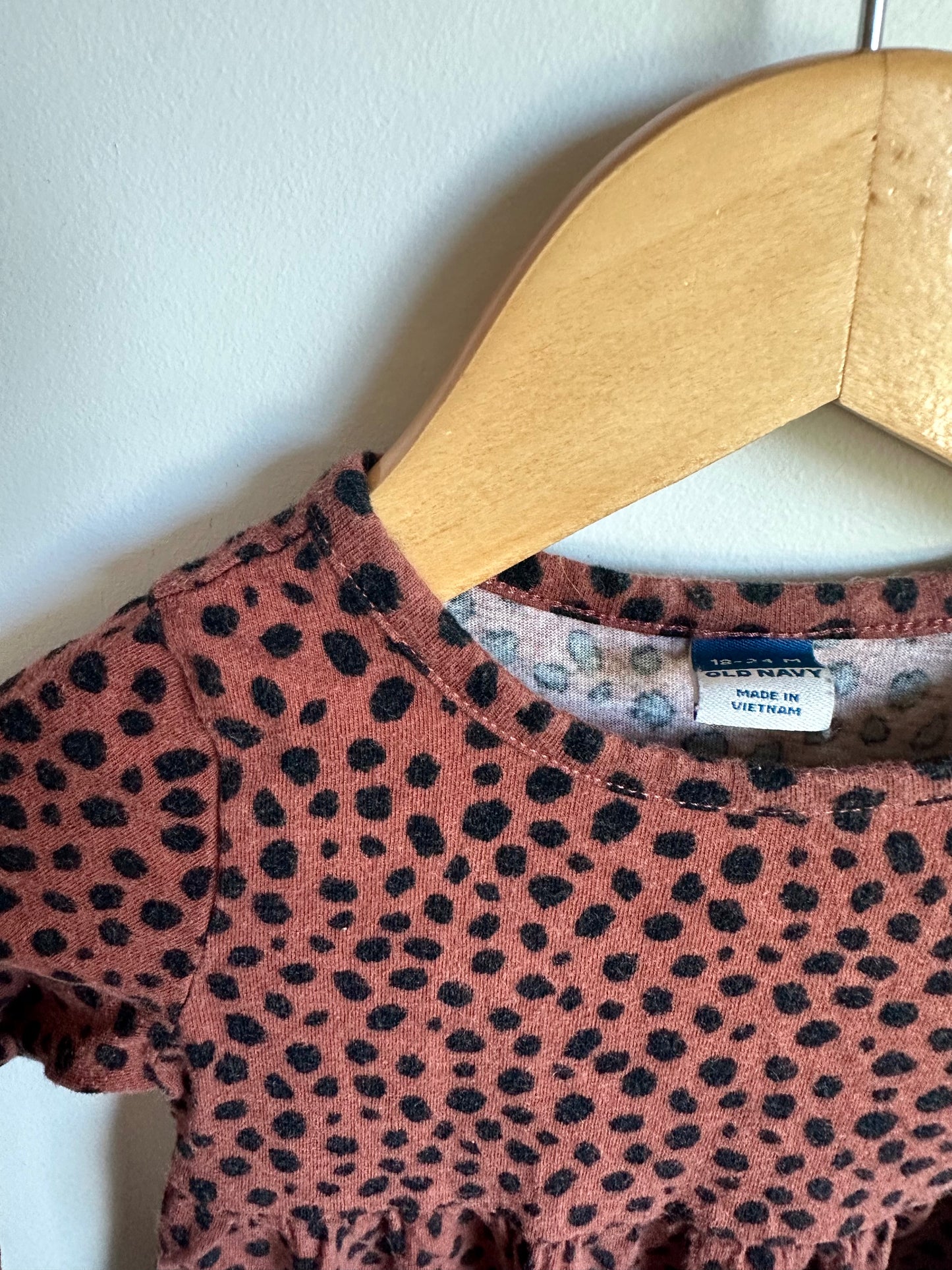 Animal Print Rust Long Sleeve Dress / 18-24m