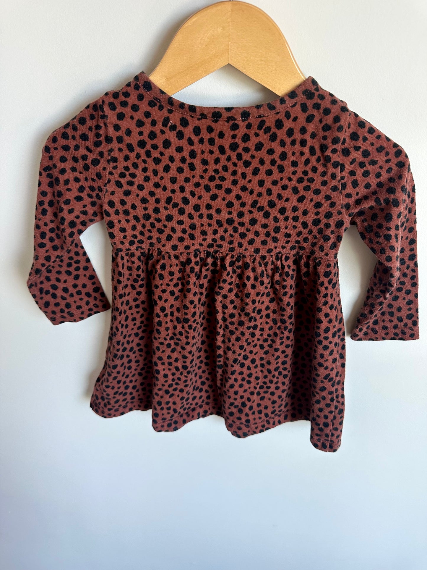 Animal Print Rust Long Sleeve Dress / 18-24m