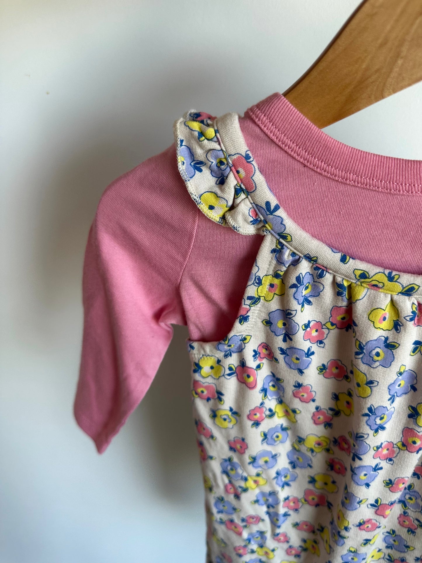 Jumpsuit Floral and Pink Top Set / 6-12m