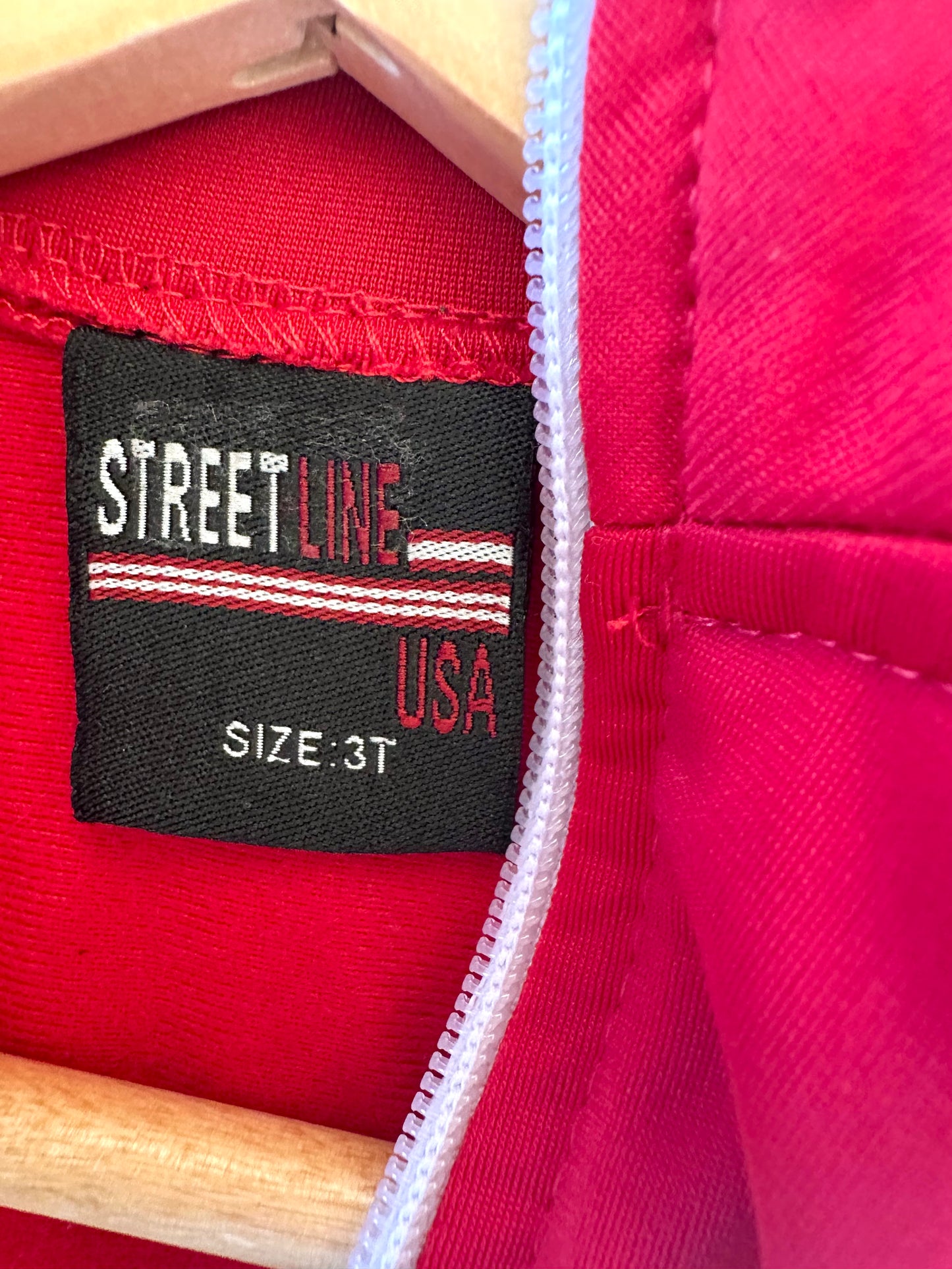 Red White Stripe Track Sweater / 3T