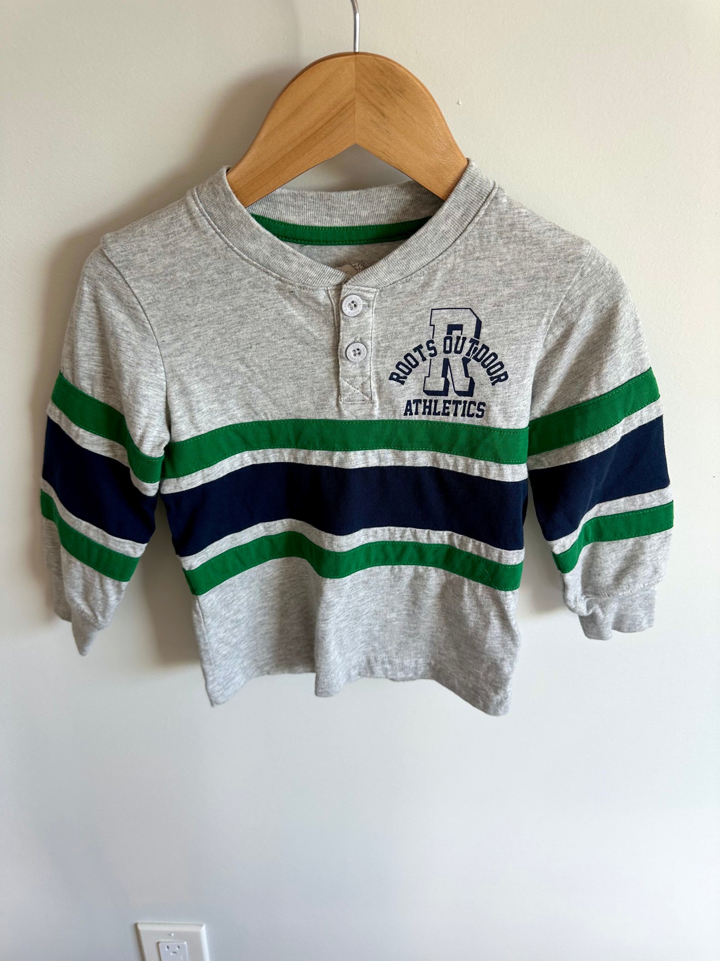 Roots Green + Blue Striped Long Sleeve / 2T