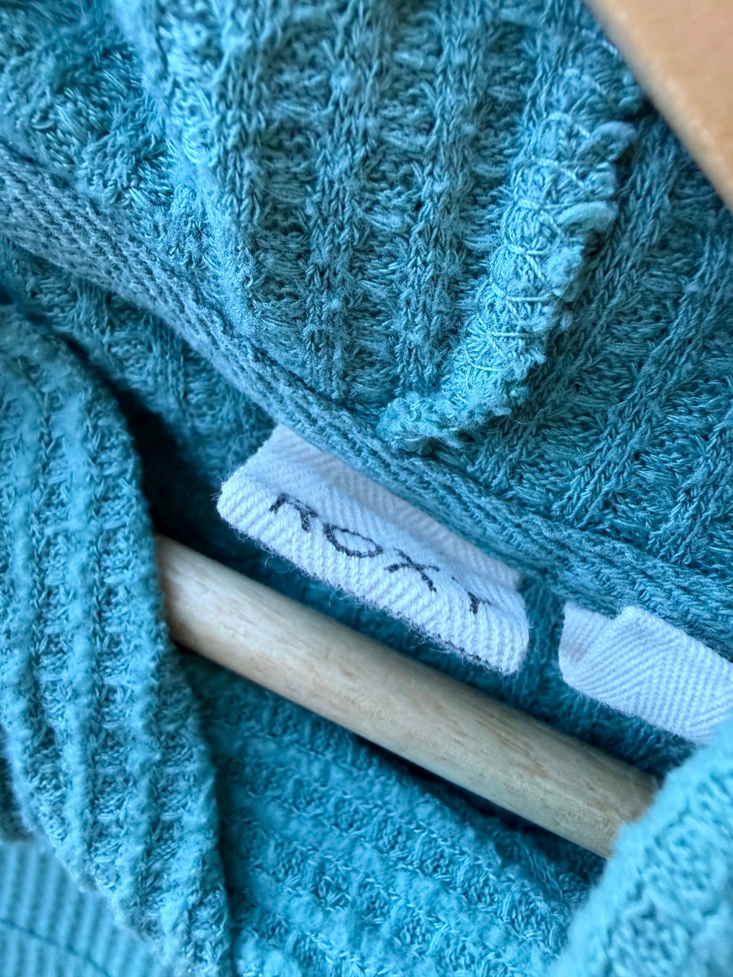 Roxy Turquoise Waffle Hood Top / 10-12 years?