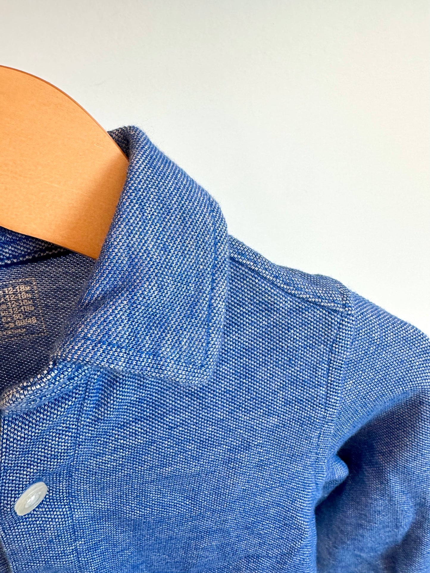 Blue Button Up Top / 12-18m