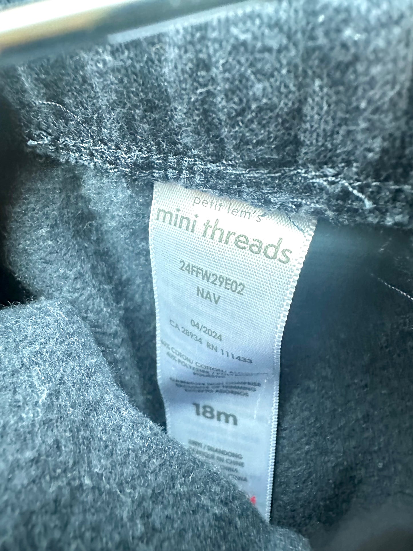 Petit Lem Navy Fleece Pants with Drawstring / 18m