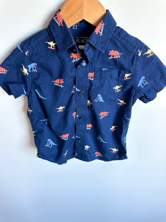 Dino Boarding Collared Button Up T-Shirt / 18-24m